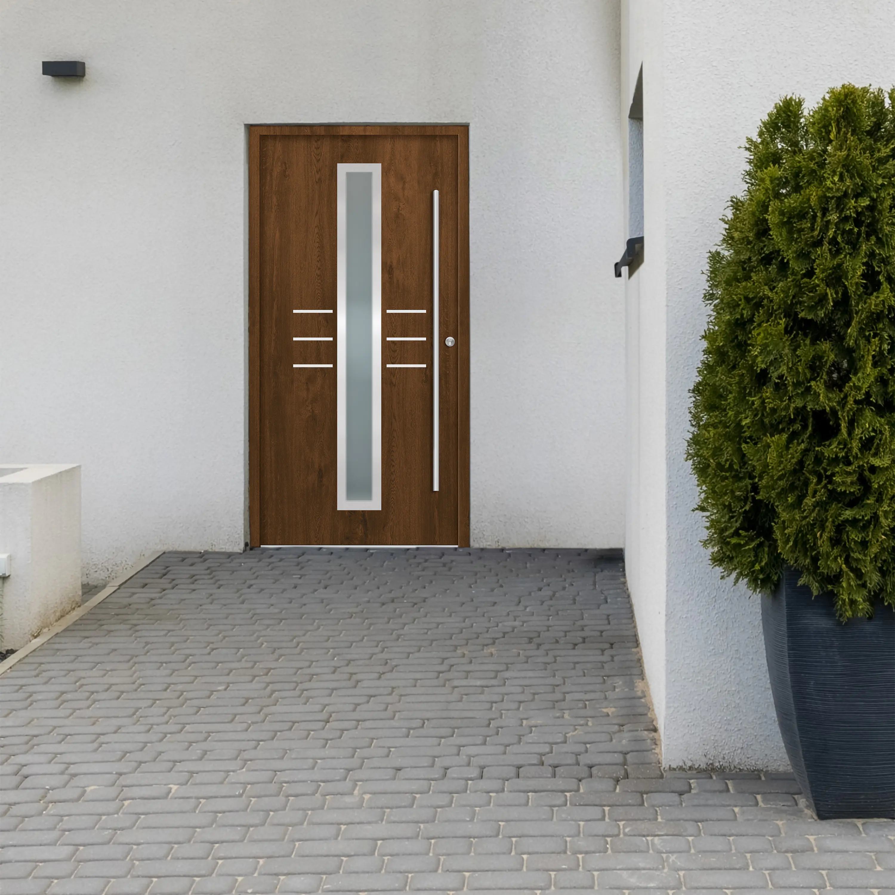 Splendoor Haustür Passivedoor Premium B07 Nussbaum DIN Rechts 110 x 210 cm