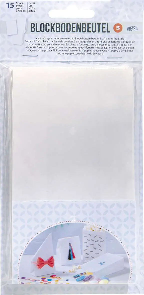 Papiertüten weiss, 15 Stück 100 x55 x 175 mm, lebensmittelecht