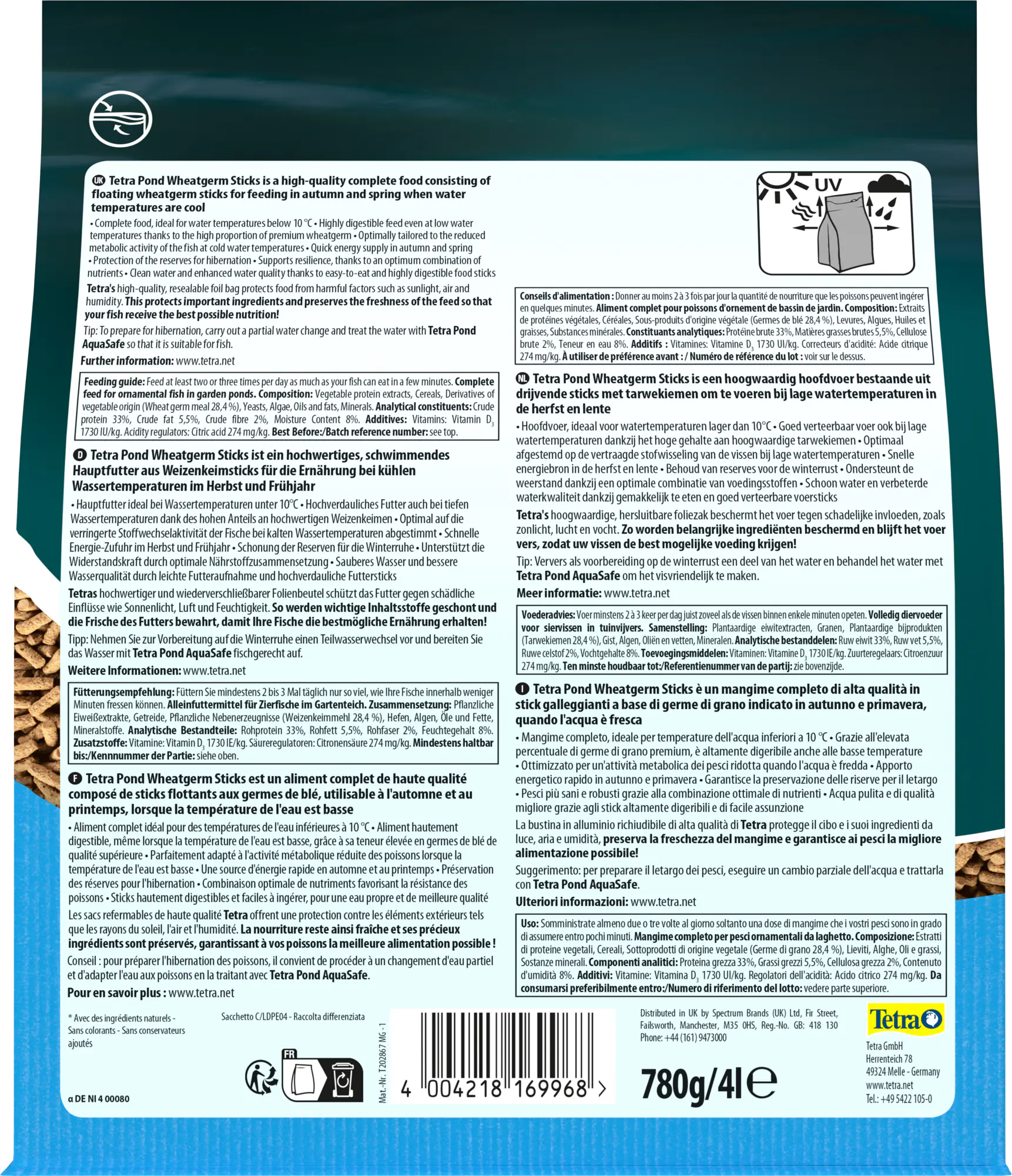 Tetra Pond Wheatgerm Sticks 4 L