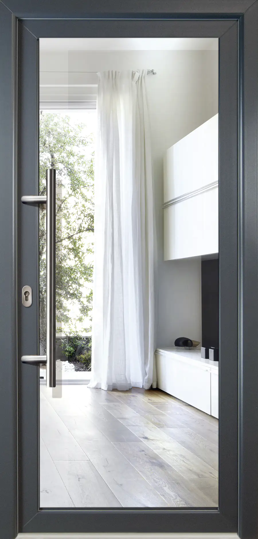 4060691160595 Meeth Haustür Signum PVC Modell 60 108 x 200 cm, DIN links, weiß/titan