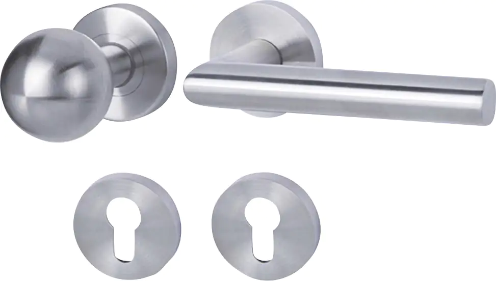 Alpertec PZ-Rosettengarnitur Fair I Drücker/Knopf Edelstahl silber