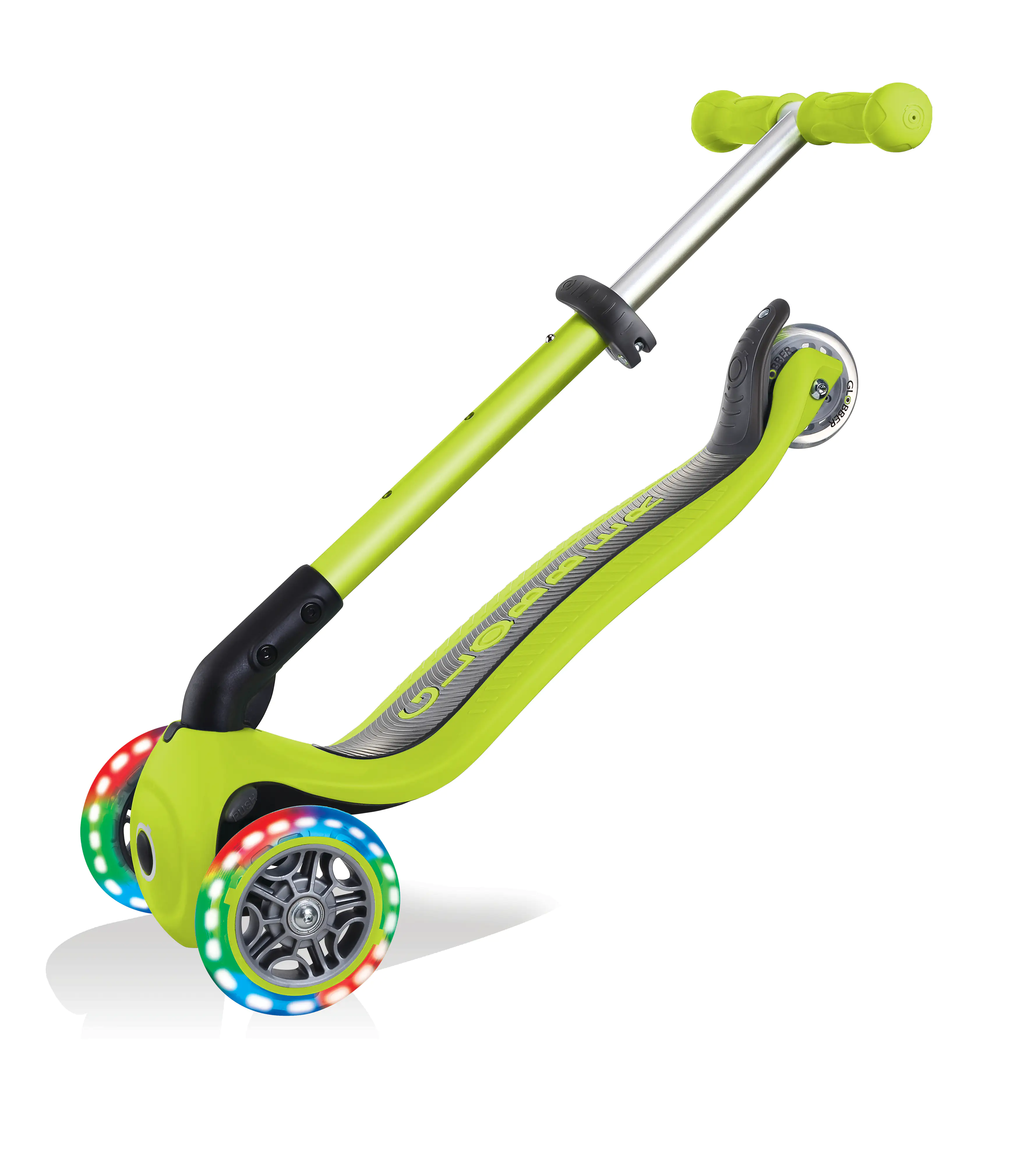 Globber Scooter Junior Foldable Lights limegrün mit Leuchtrollen