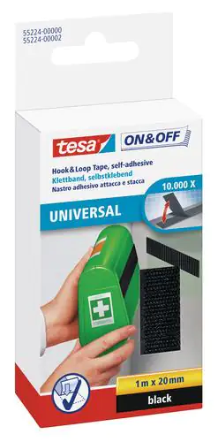 tesa On & Off Klettband tesa On & Off Klettband 1 m x 20 mm, schwarz