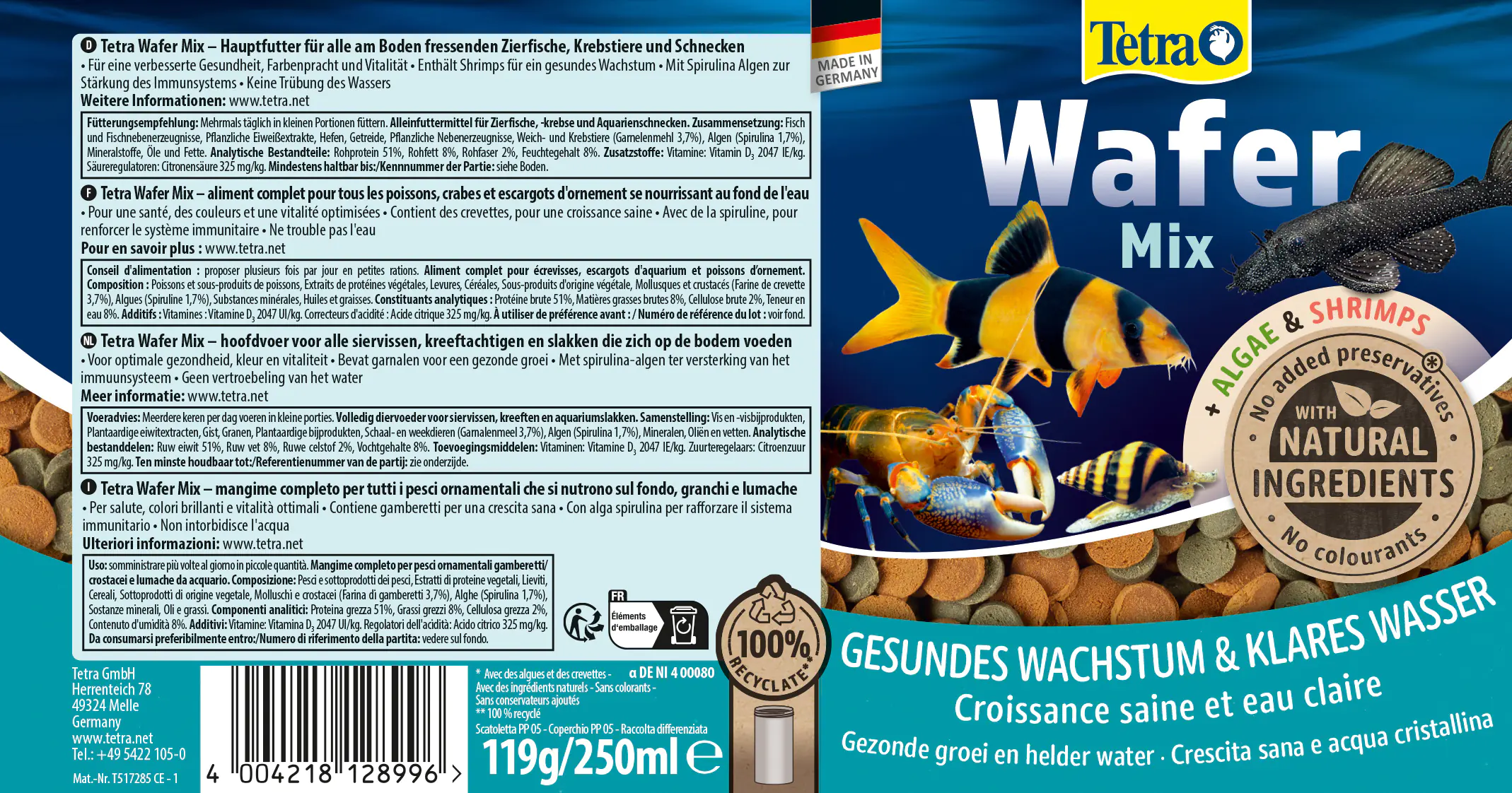 Tetra Zierfischfutter Wafer Mix 250 ml Tetra Zierfischfutter Wafer Mix 250 ml