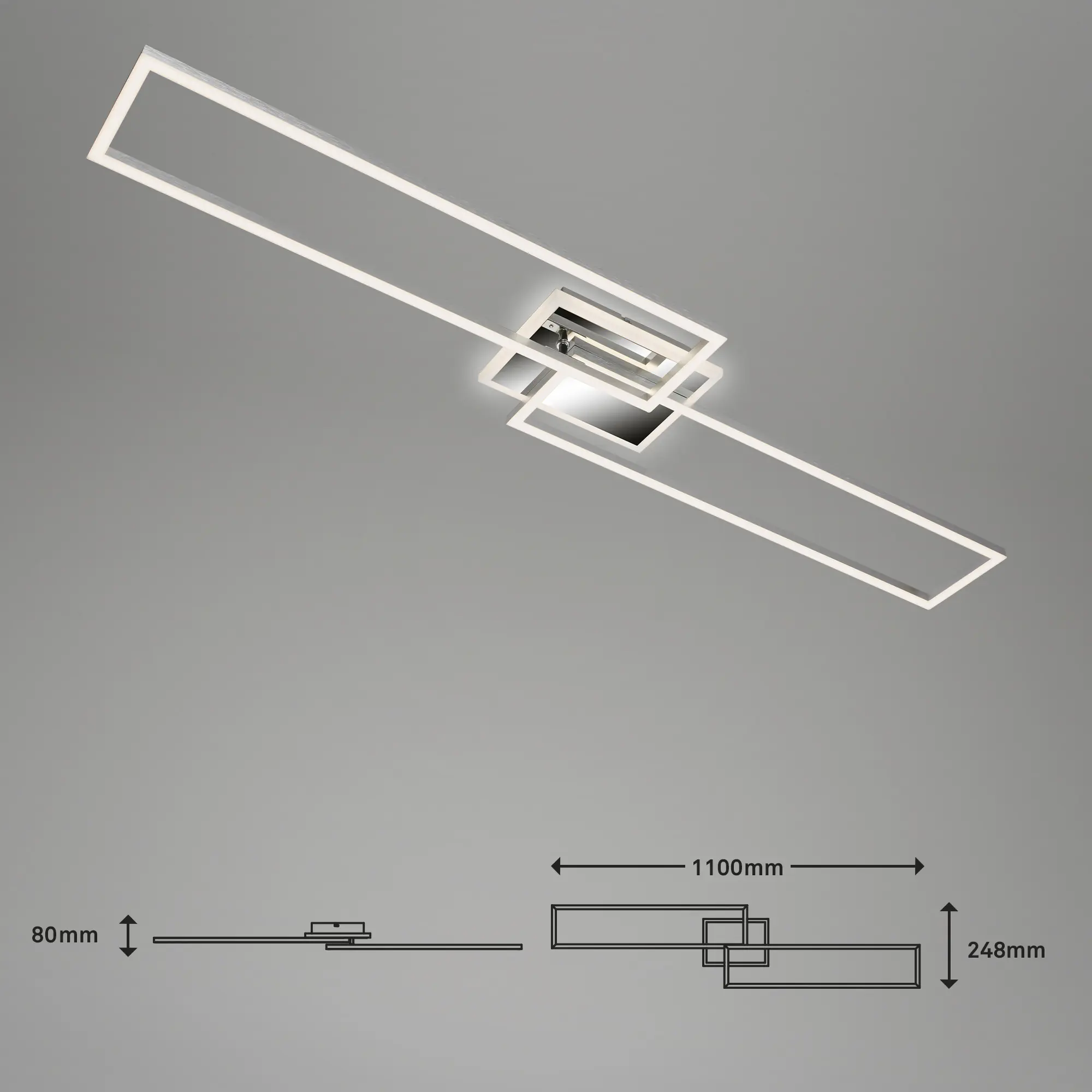 Briloner LED-Deckenleuchte Frame chrom 110 x 24,8 cm CCT dimmbar