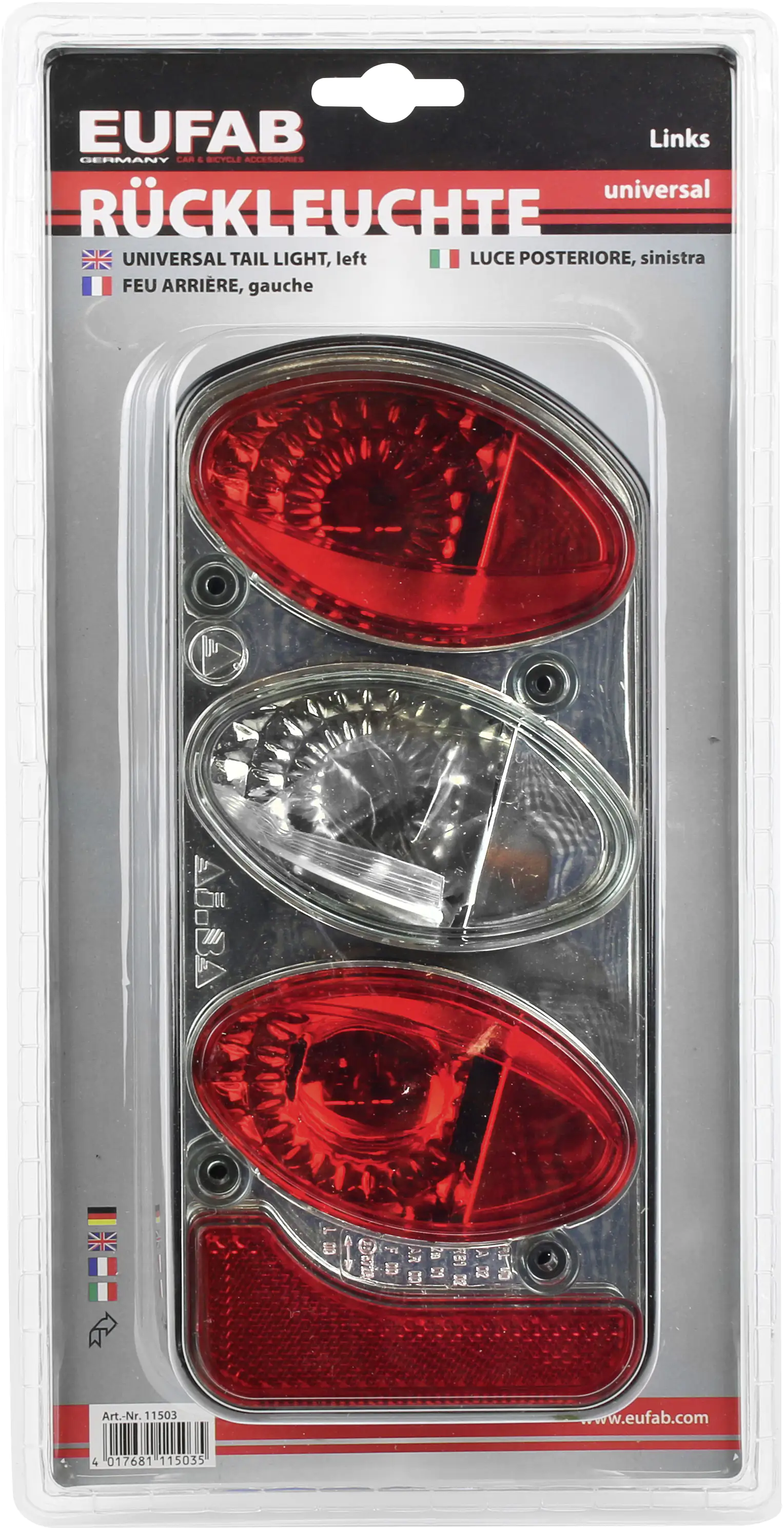 EUFAB Rückleuchte universal 11503 Rauchglas links