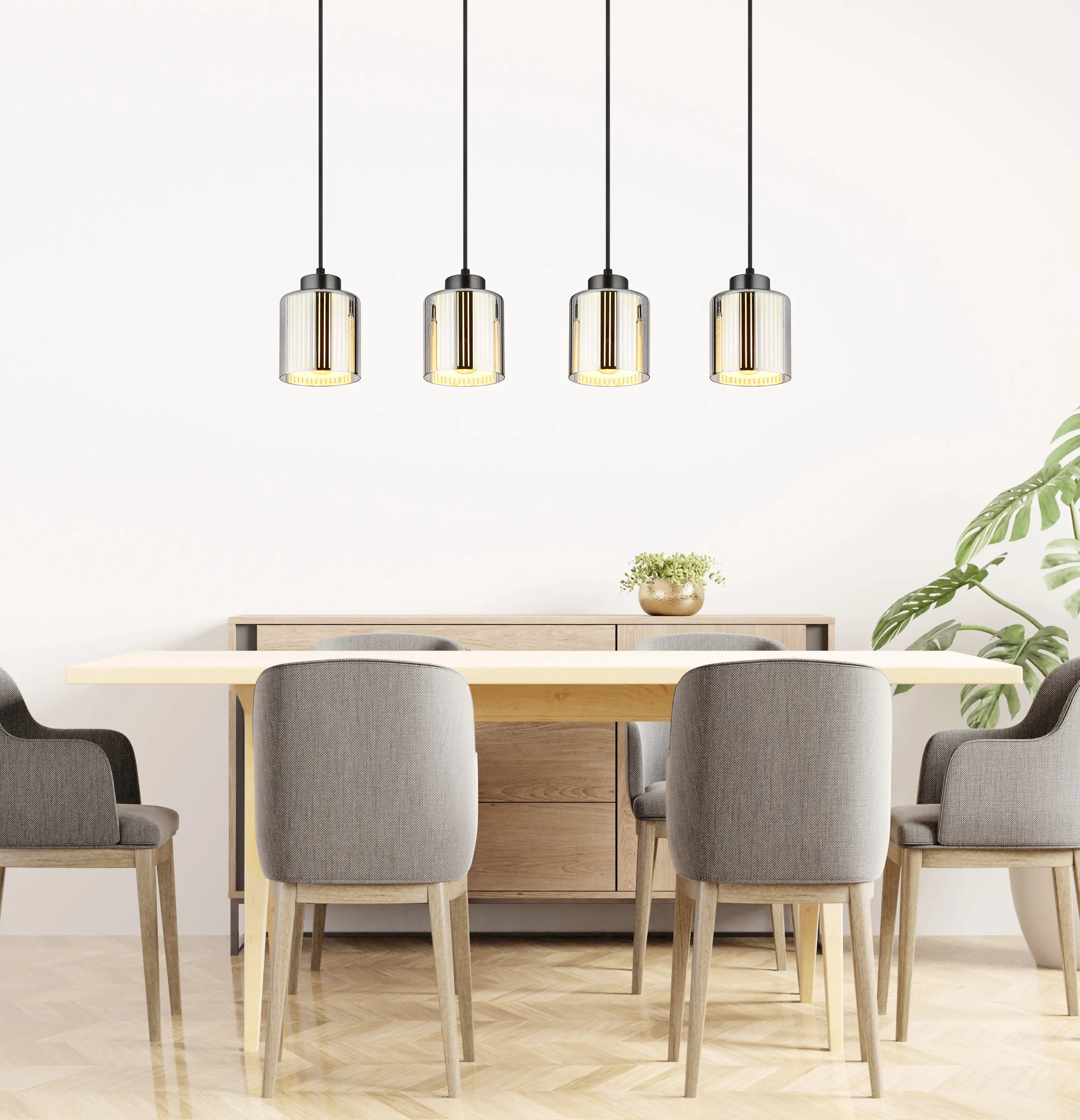 Globo Hängeleuchte Felicia 78 x 120 cm L x H schwarz-chrom matt