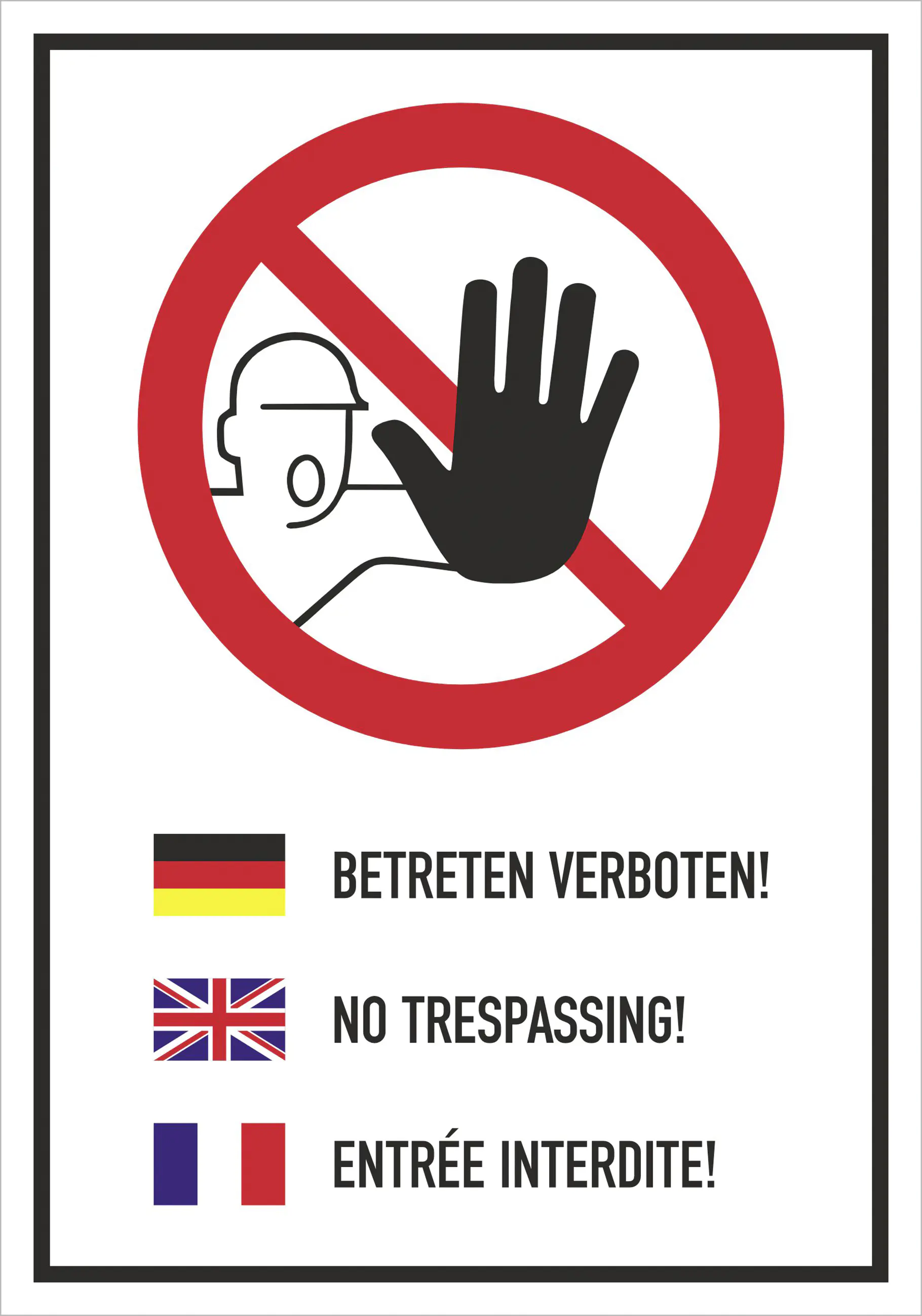 Hermann Schütz Aufkleber Betreten verboten! Mehrsprachig (deutsch/englisch/französisch)