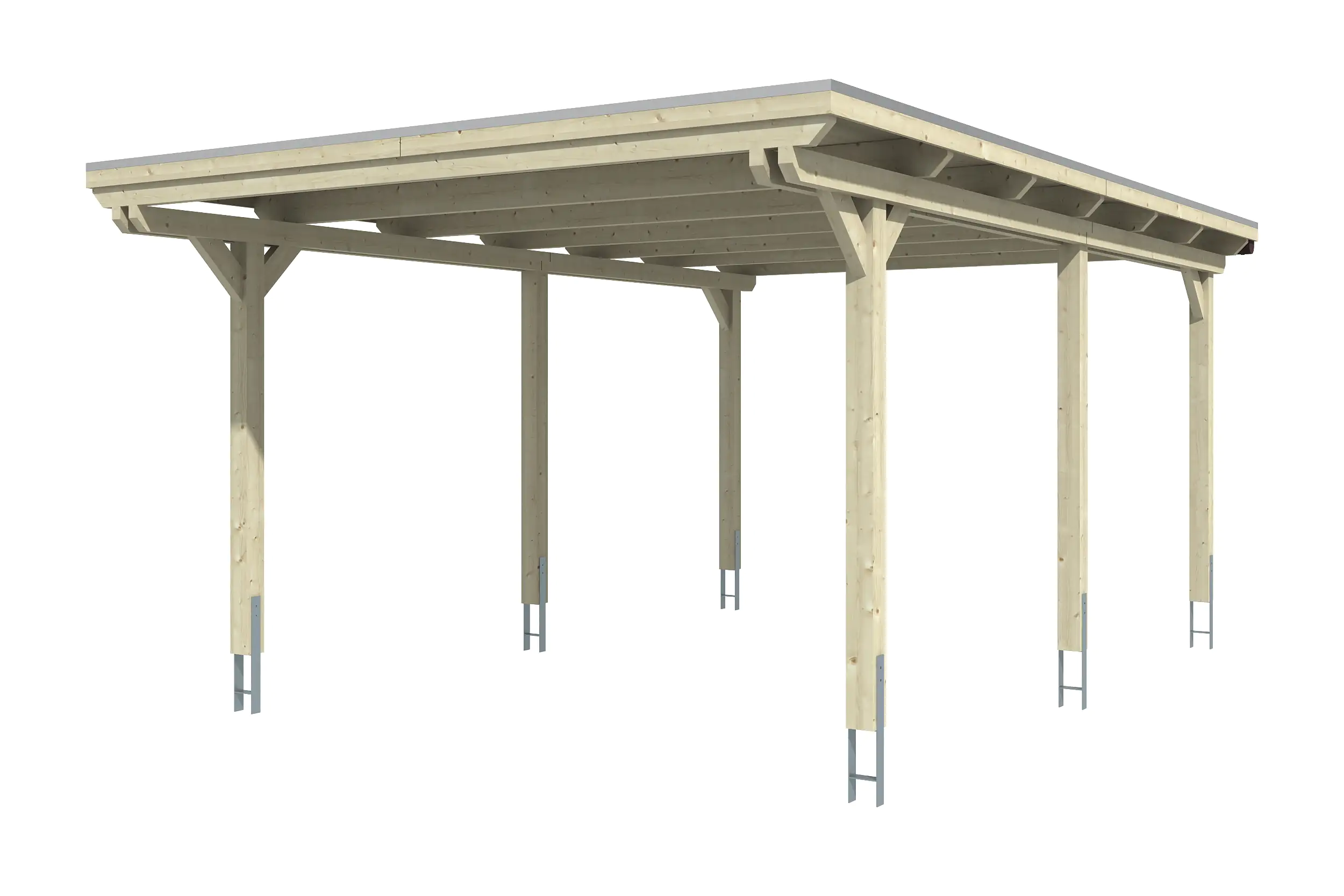 SKAN HOLZ Carport Emsland 404 x 604 cm mit Aluminiumdach, lasiert in Weiß