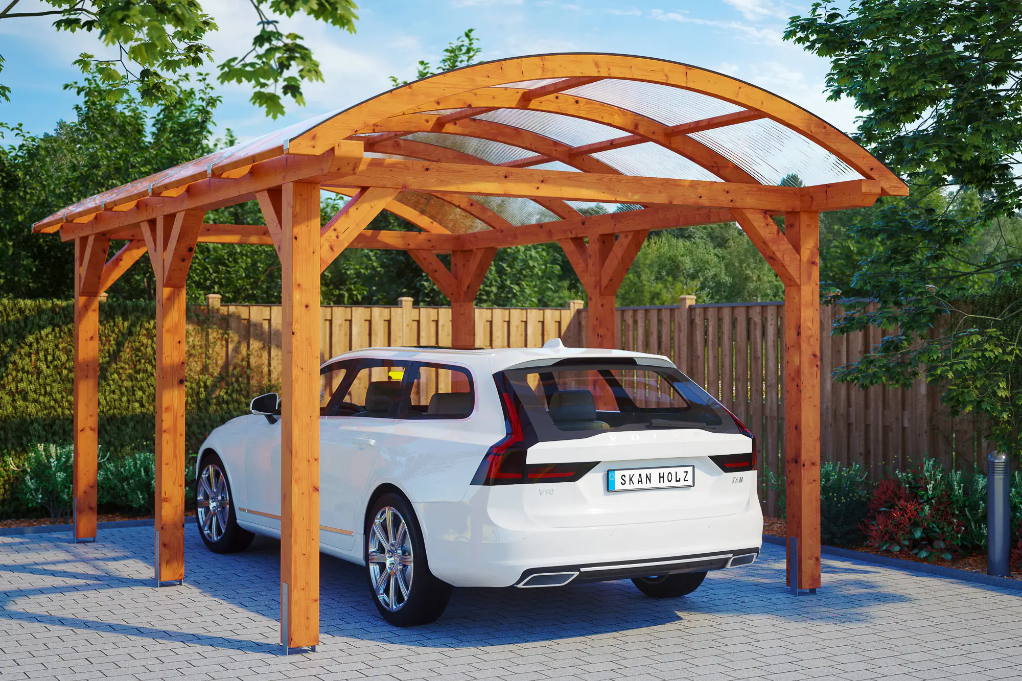 SKAN HOLZ Bogendach-Carport Franken 376 x 541 cm, lasiert in Eiche hell