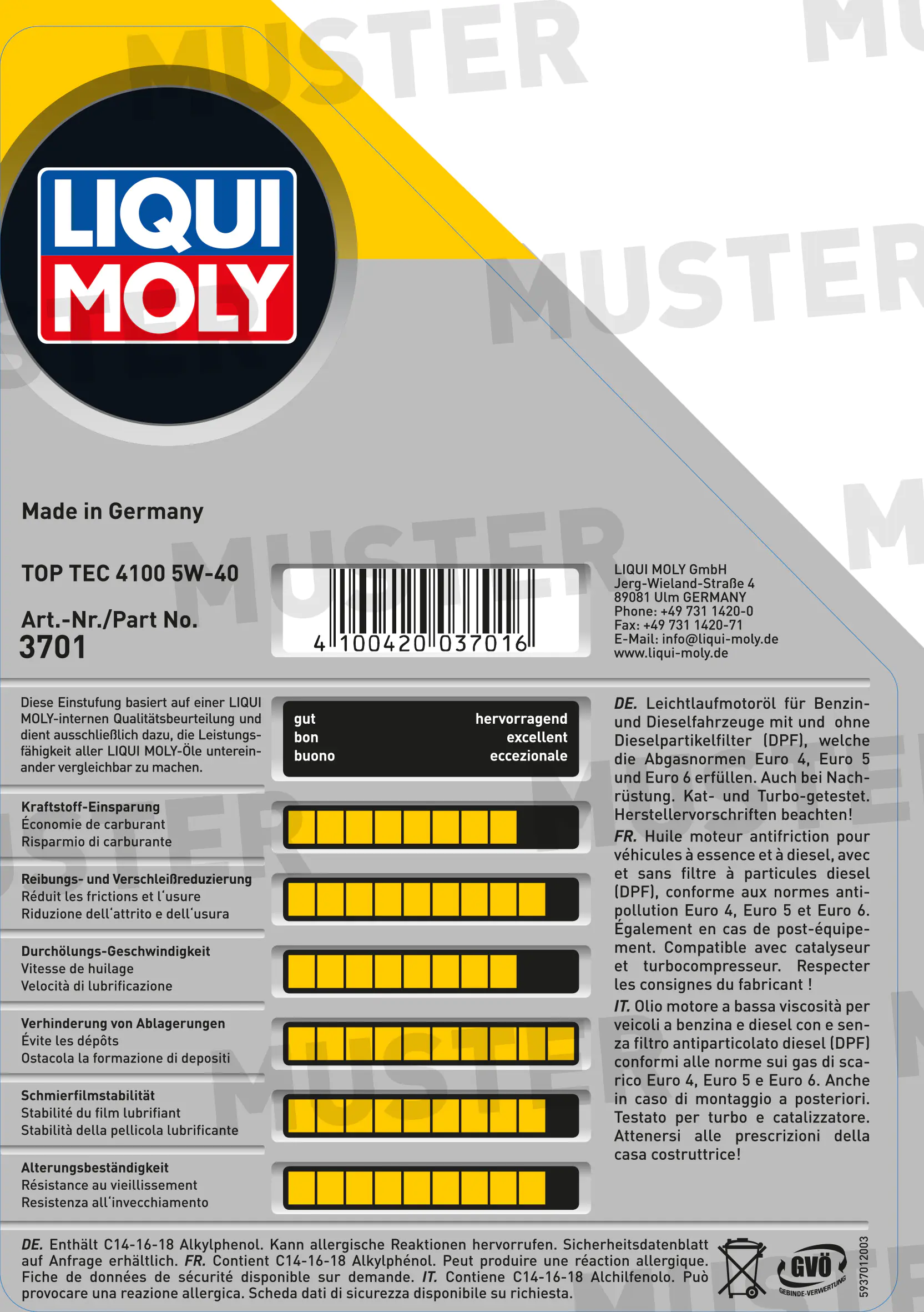 Liqui Moly Motoröl Top Tec 4100 SAE 5W-40 5 L Liqui Moly Motoröl Top Tec 4100 SAE 5W-40 5 L