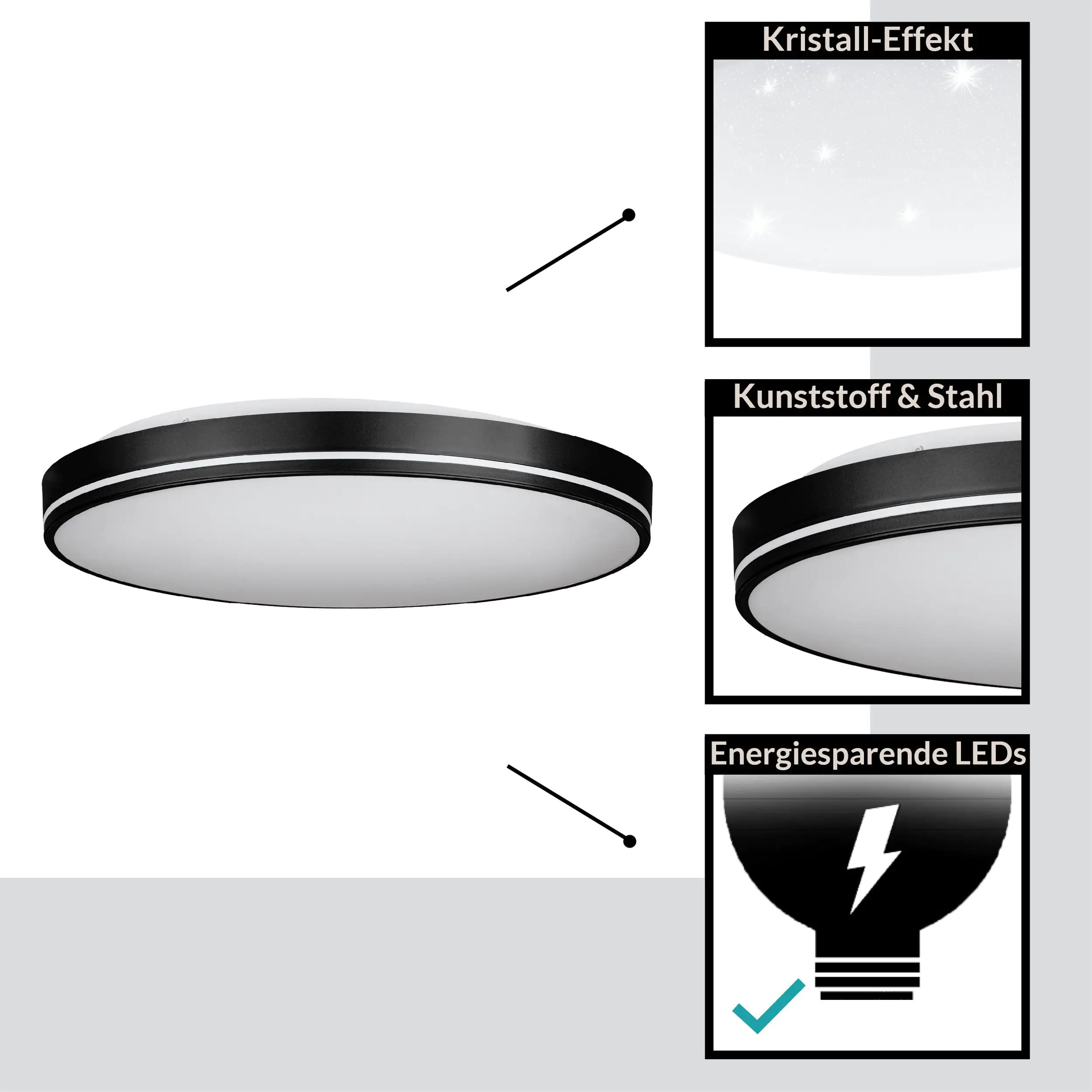 Eglo LED Deckenleuchte Orotava schwarz Ø 39,5 cm