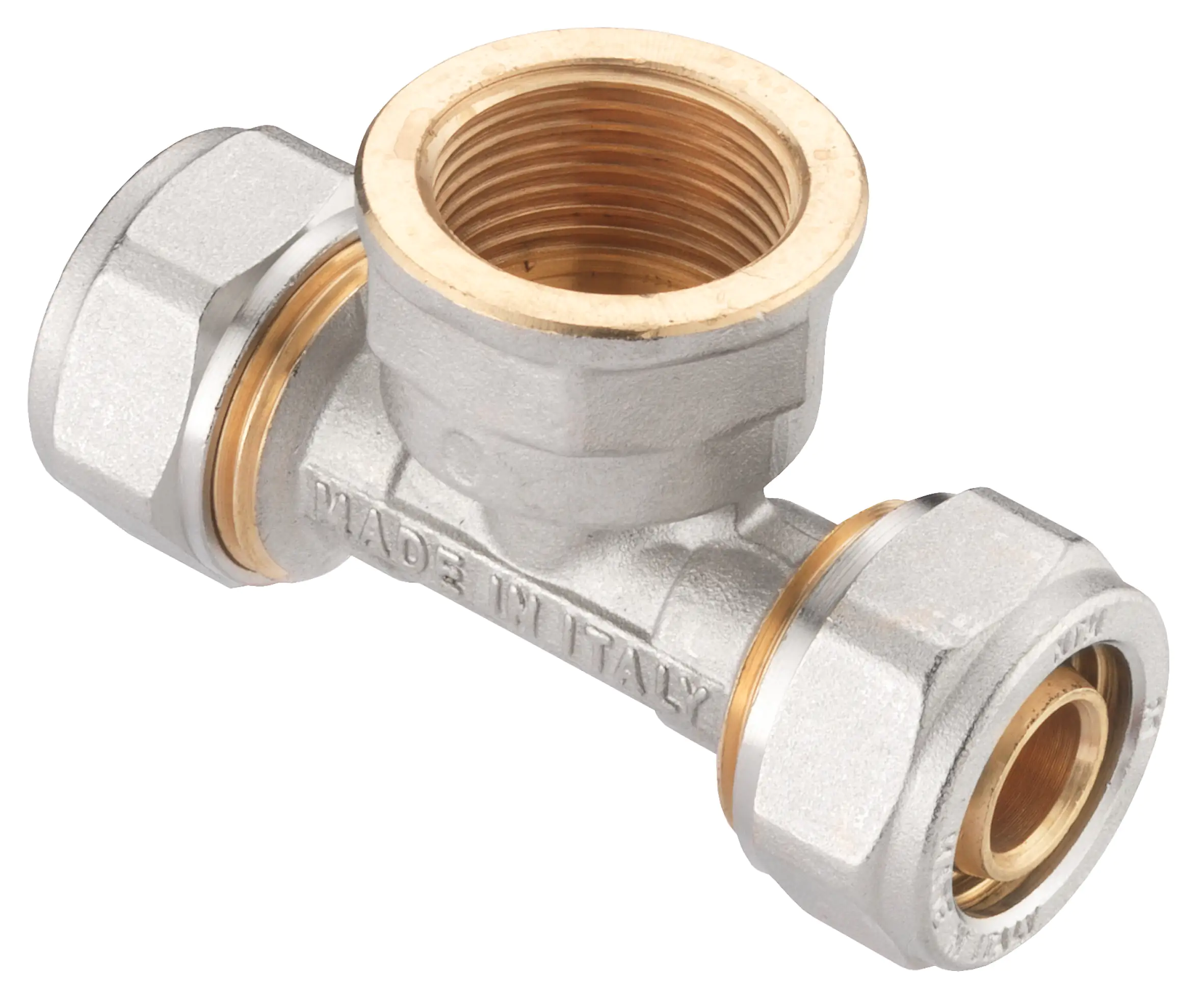 4035300820085 Cornat Schraub-T-Stück komplett ø 16 mm 3/4" IG Messing vernickelt
