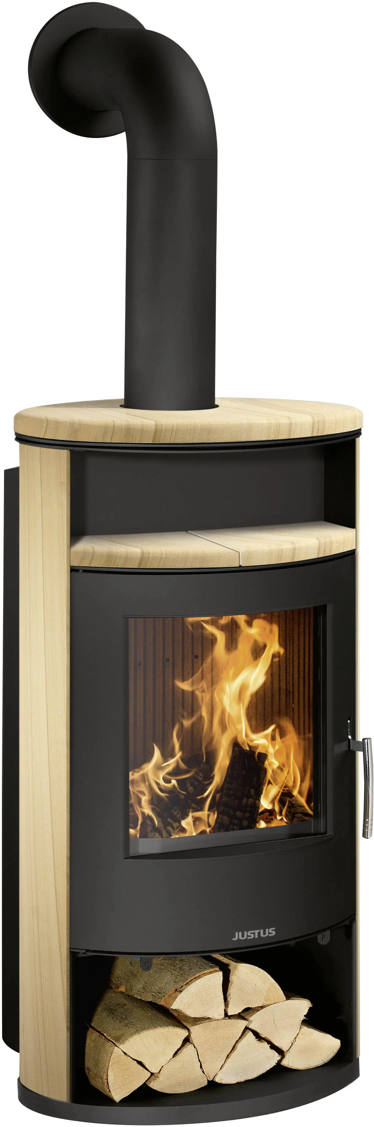 Justus Kaminofen Island Aqua  II Sandstein Stahl schwarz 10 kW