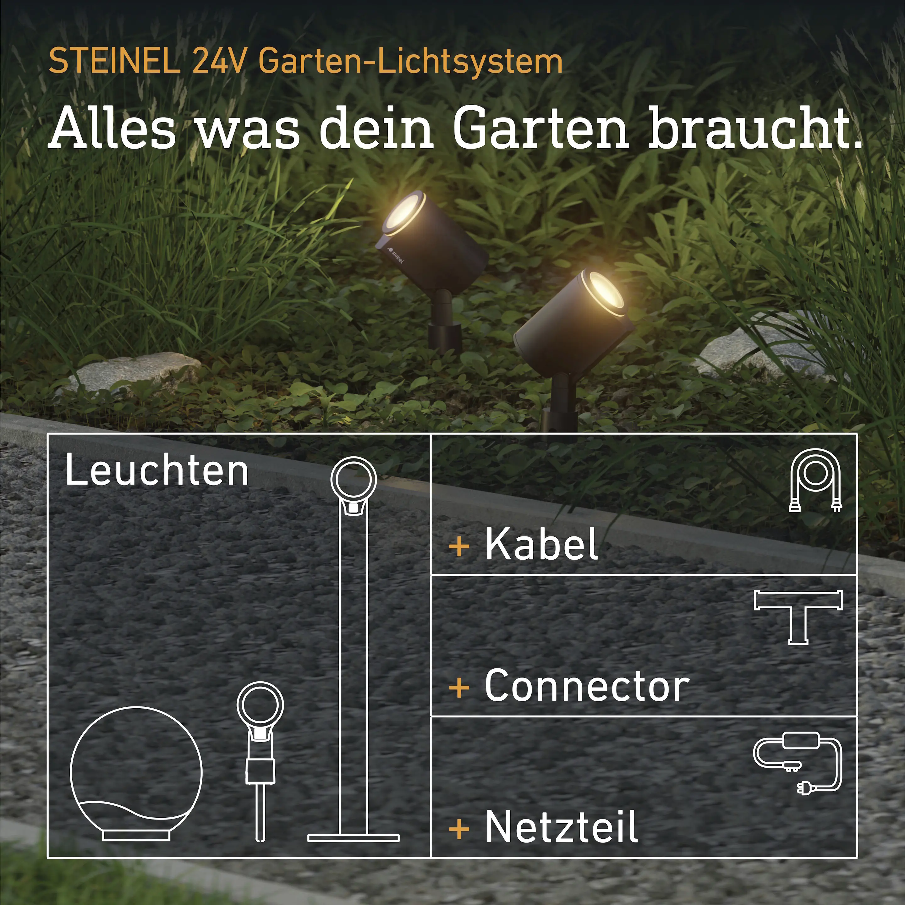 Steinel T-Verbinder für 24V Garten-Lichtsystem schwarz