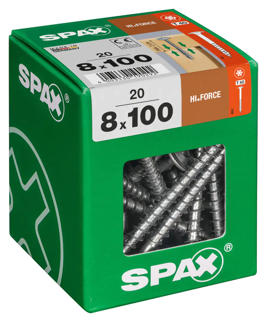 Spax Holzbauschrauben 8.0 x 100 mm TX 40 - 20 Stk. Spax Holzbauschrauben 8.0 x 100 mm TX 40 - 20 Stk.