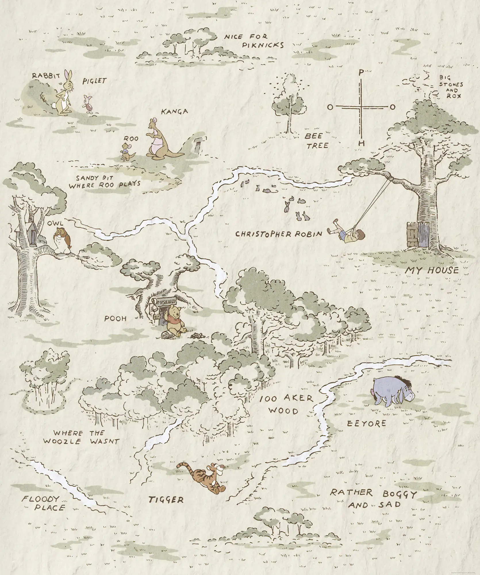 Komar Vlies Fototapete Winnie Pooh Map 200 x 240 cm Komar Vlies Fototapete Winnie Pooh Map 200 x 240 cm