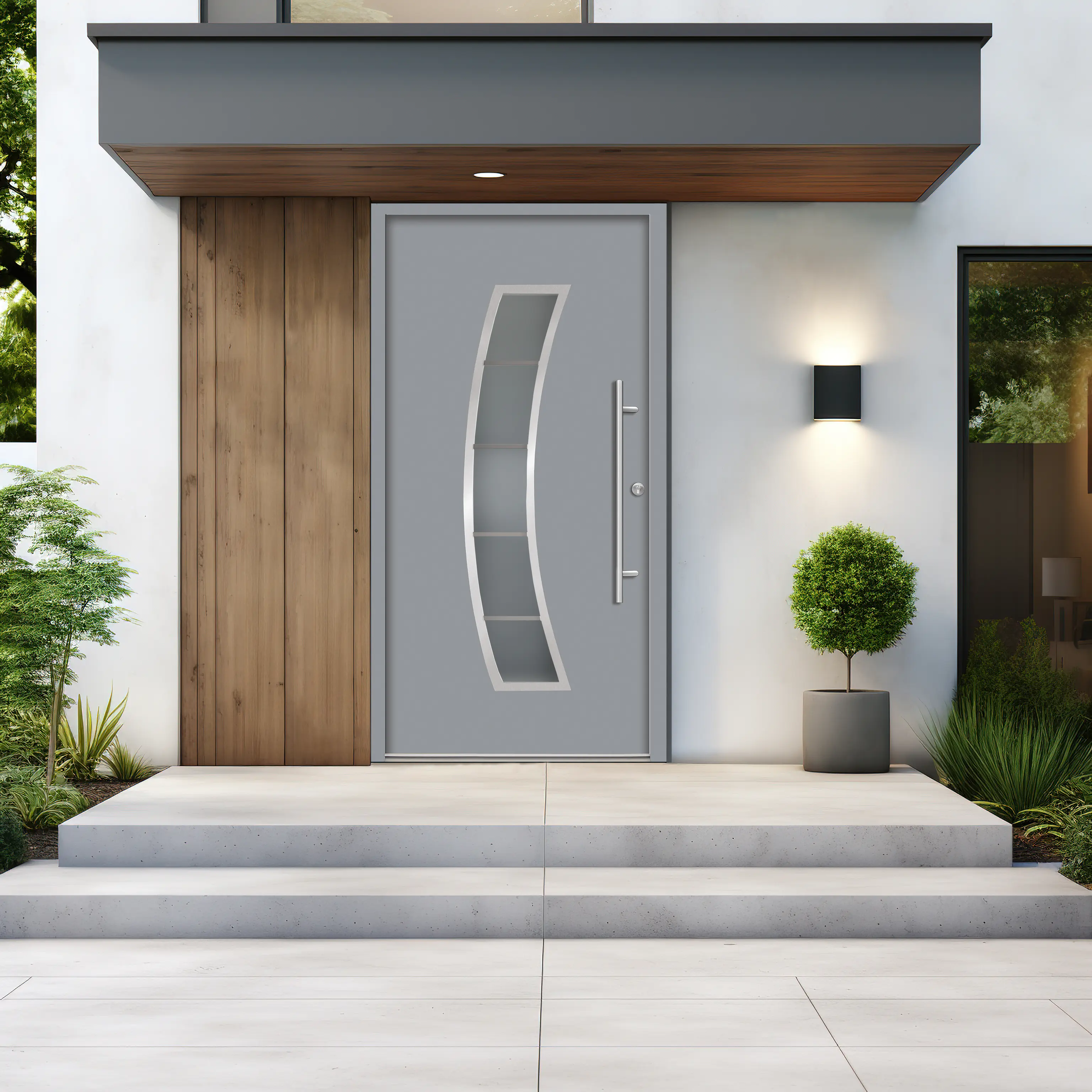 Splendoor Haustür Passivedoor Premium P14 Grau DIN Rechts 100 x 210 cm