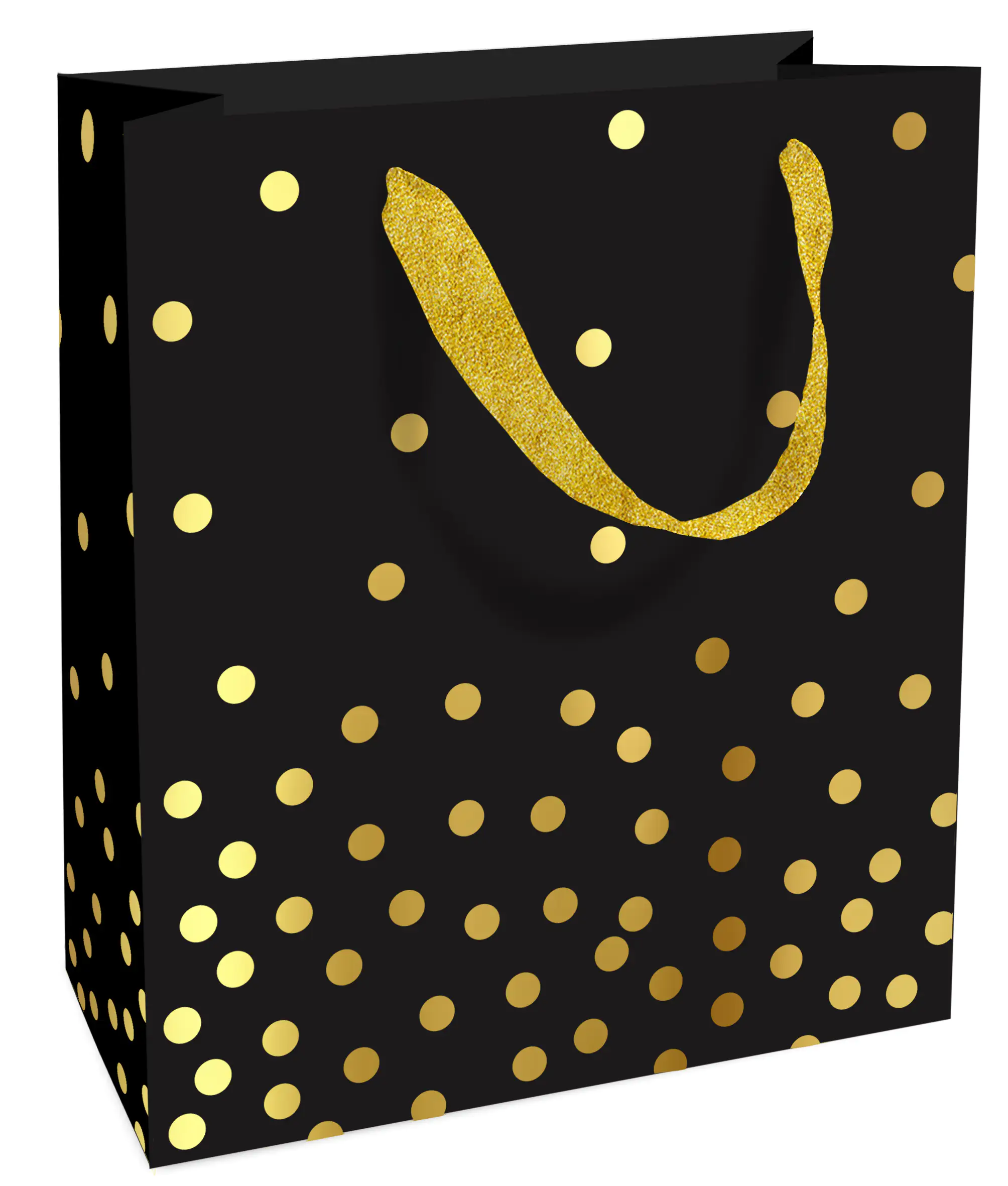 Geschenktasche schwarz goldene Punkte 26 x 36 cm