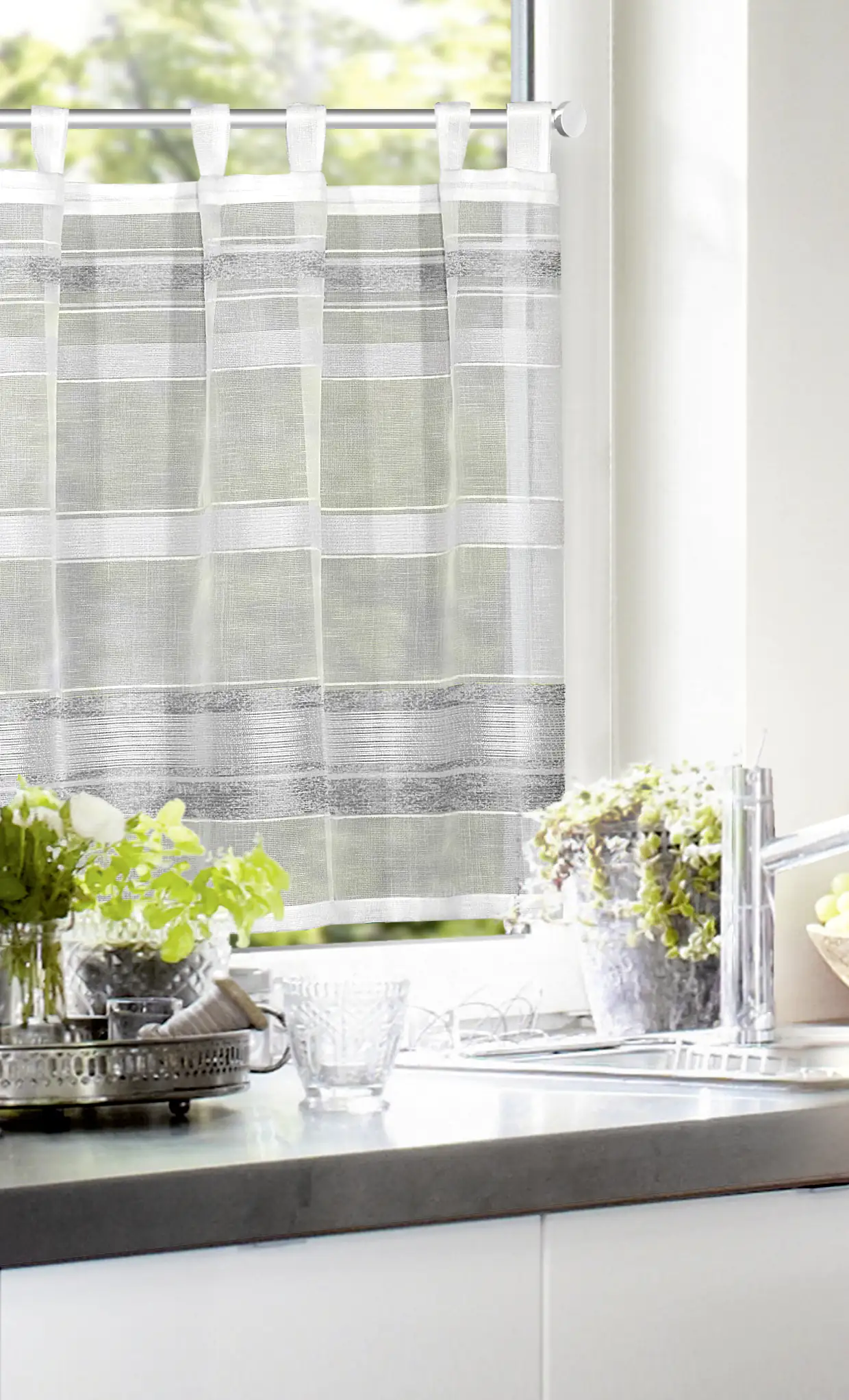 Neusser Collection Schlaufenpanneau Webstreifen anthrazit, 140 x 50 cm