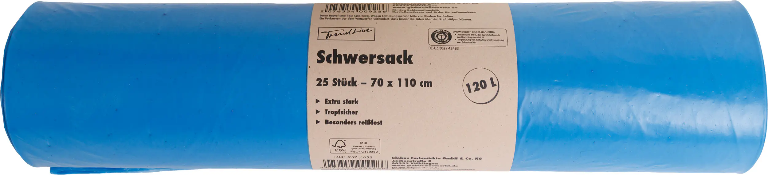 Trendline Müllsack 120 L, 35 mµ, blau, 25 Stück