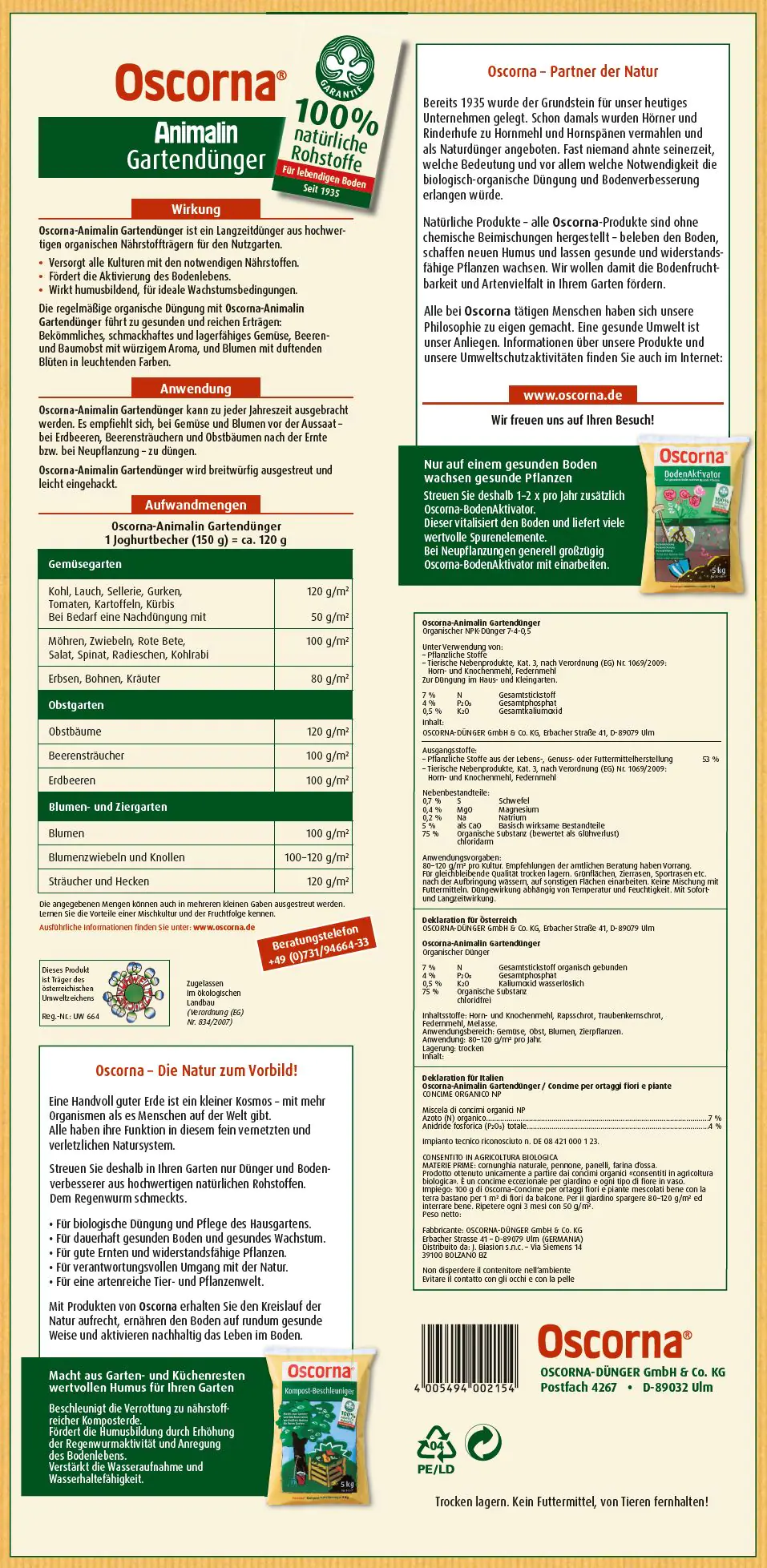 Oscorna Animalin Gartendünger 5 kg