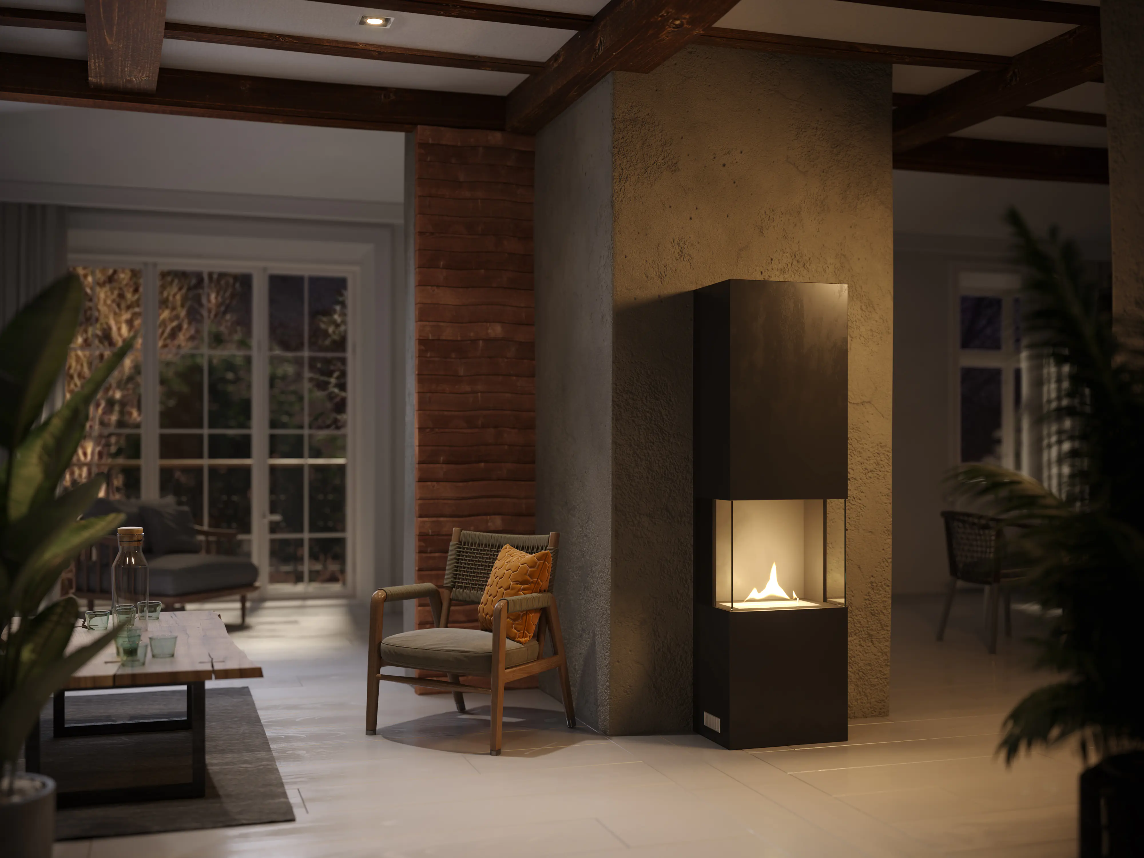 Tenderflame Ambientekamin Indie Stahl schwarz 2 kW