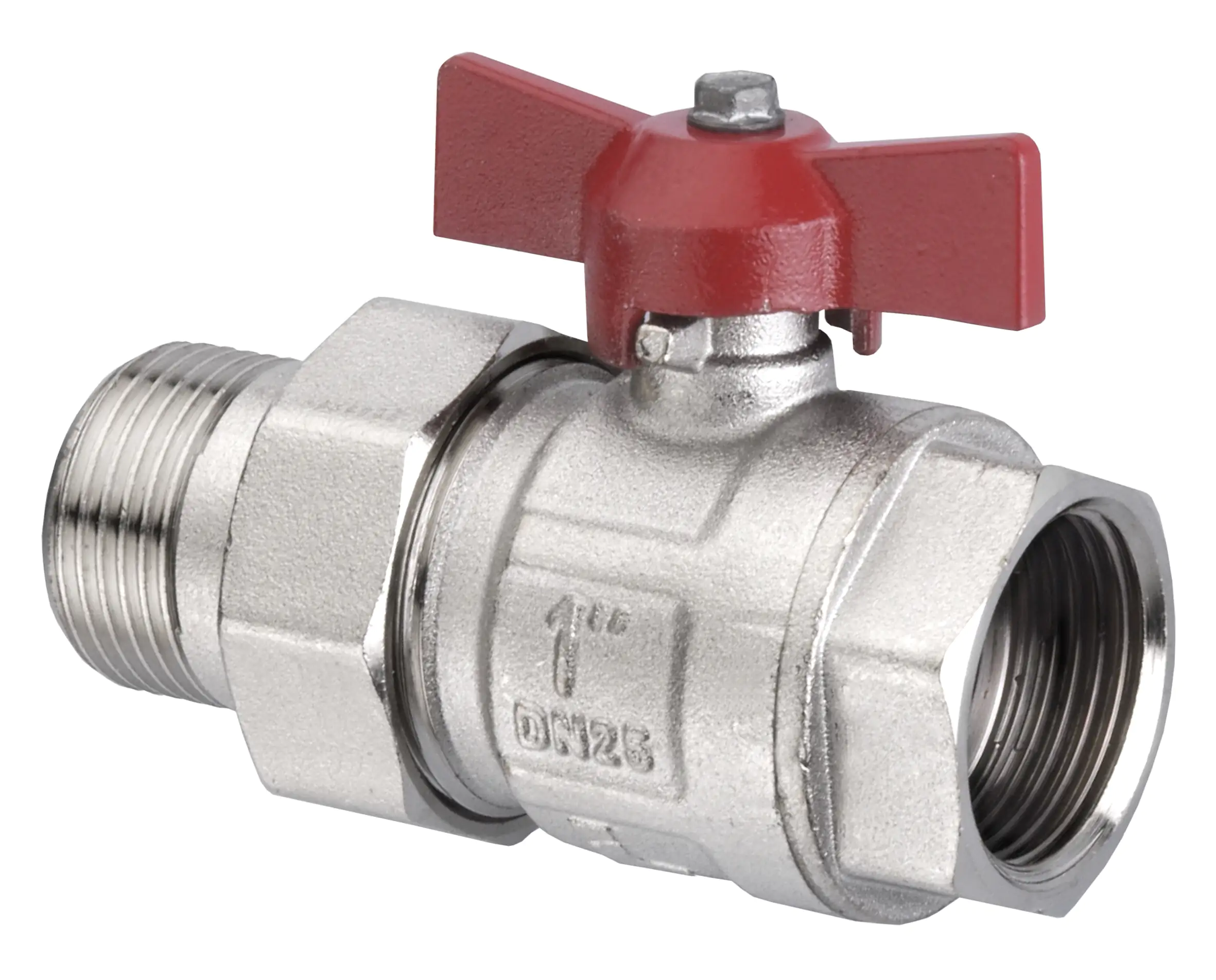 4035300820528 Cornat Kugelhahn ø 1" IG/AG Messing vernickelt, ø 1" IG/AG