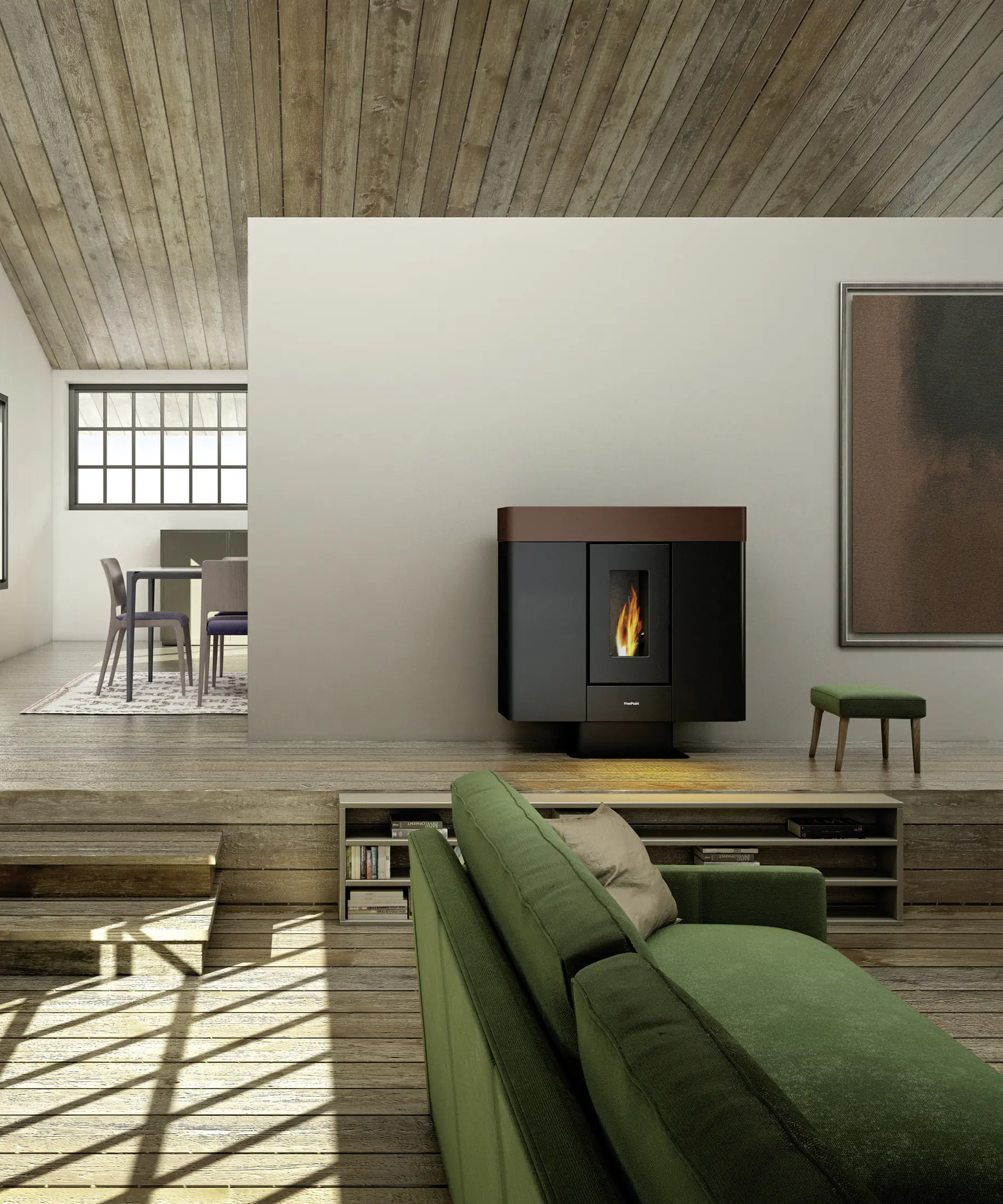 FreePoint Pelletofen MOON Stahl10 kWschwarz-braun