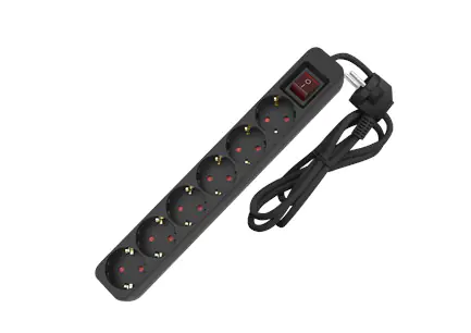 Sunlit Tischsteckdose 6-fach 1,4 Meter mit Schalter schwarz