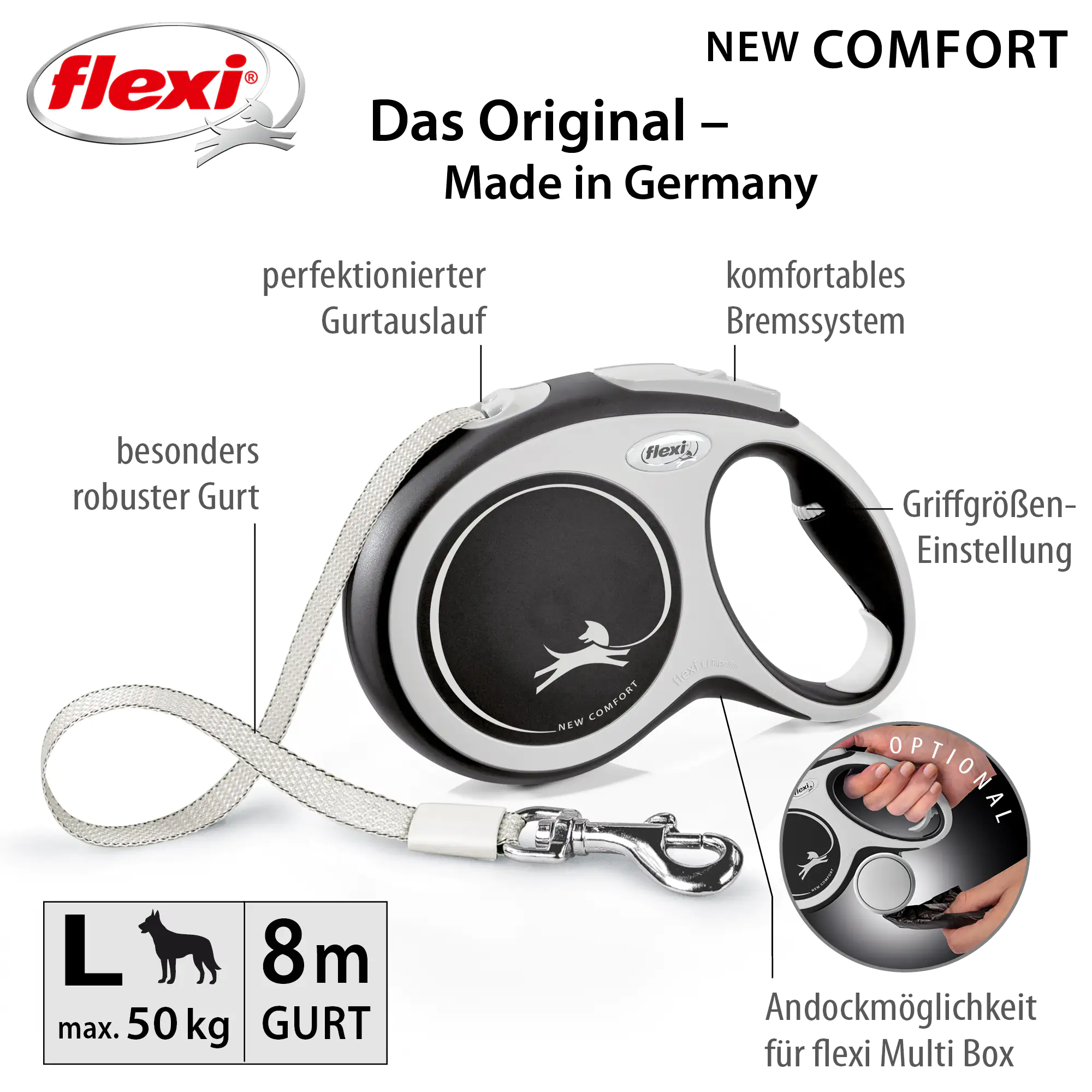 Flexi Hundeleine New Comfort schwarz, Gurt