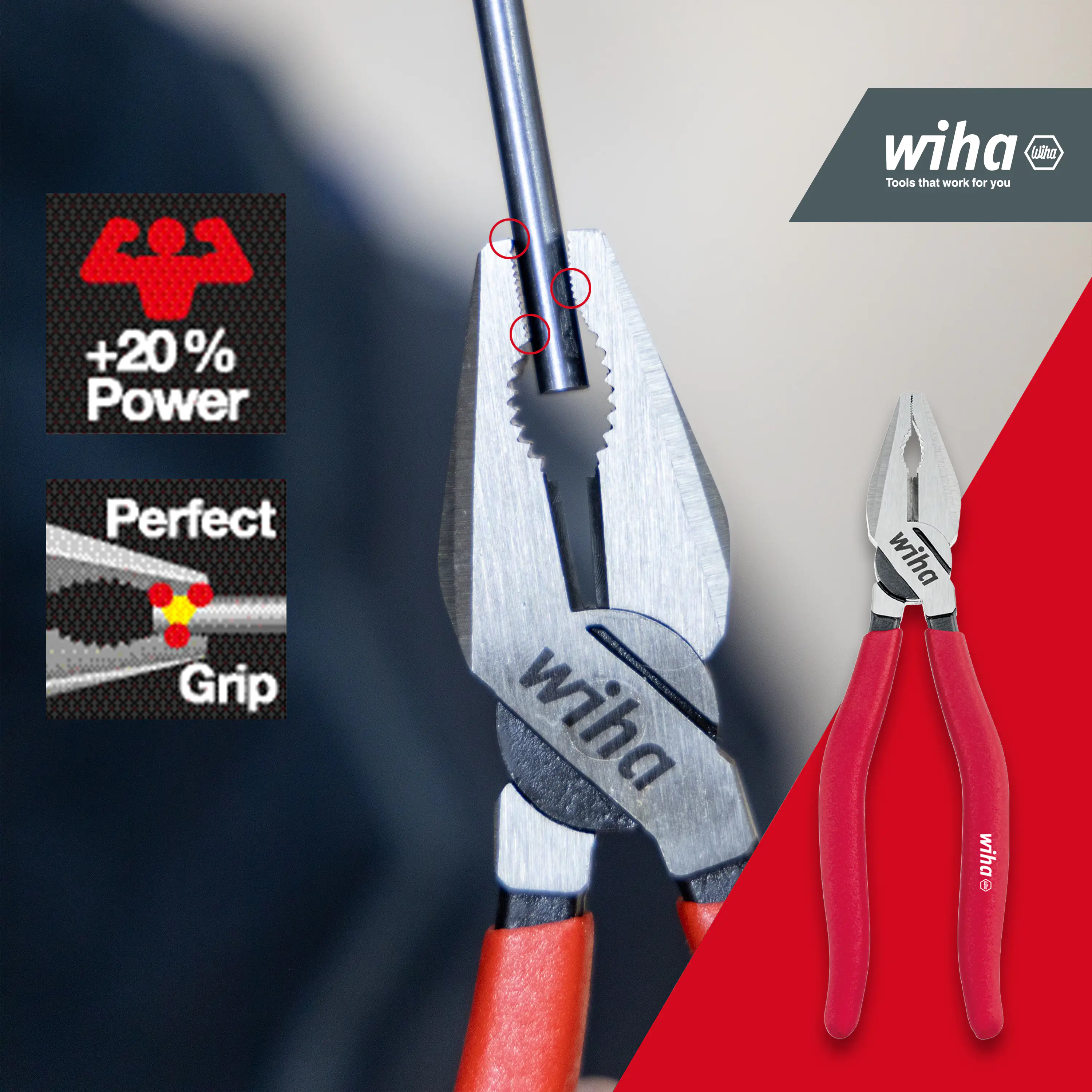 Wiha Zangen Set Classic 3-teilig Kombizange Flachrundzange Seitenschneider