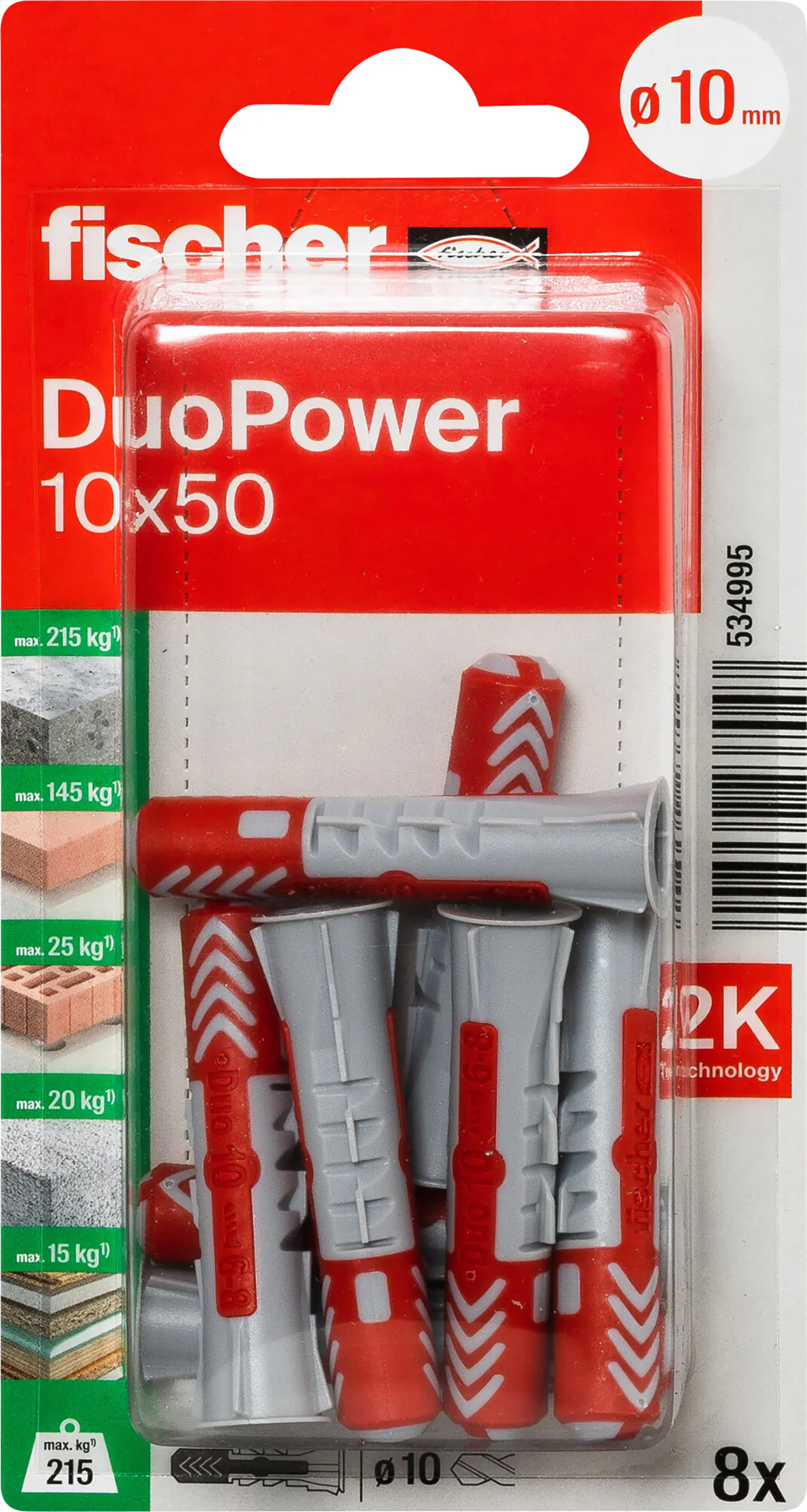 Fischer Dübel DuoPower 10 x 50 mm - 8 Stück