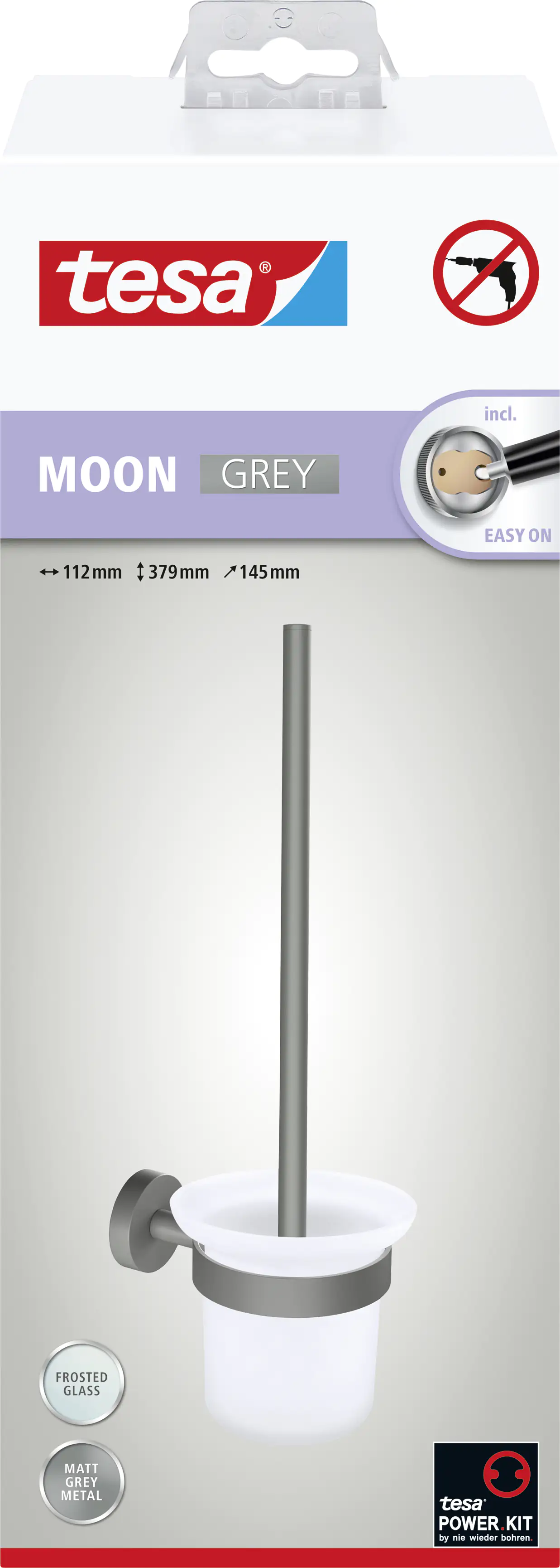 tesa WC-Bürstenhalter Moon grau