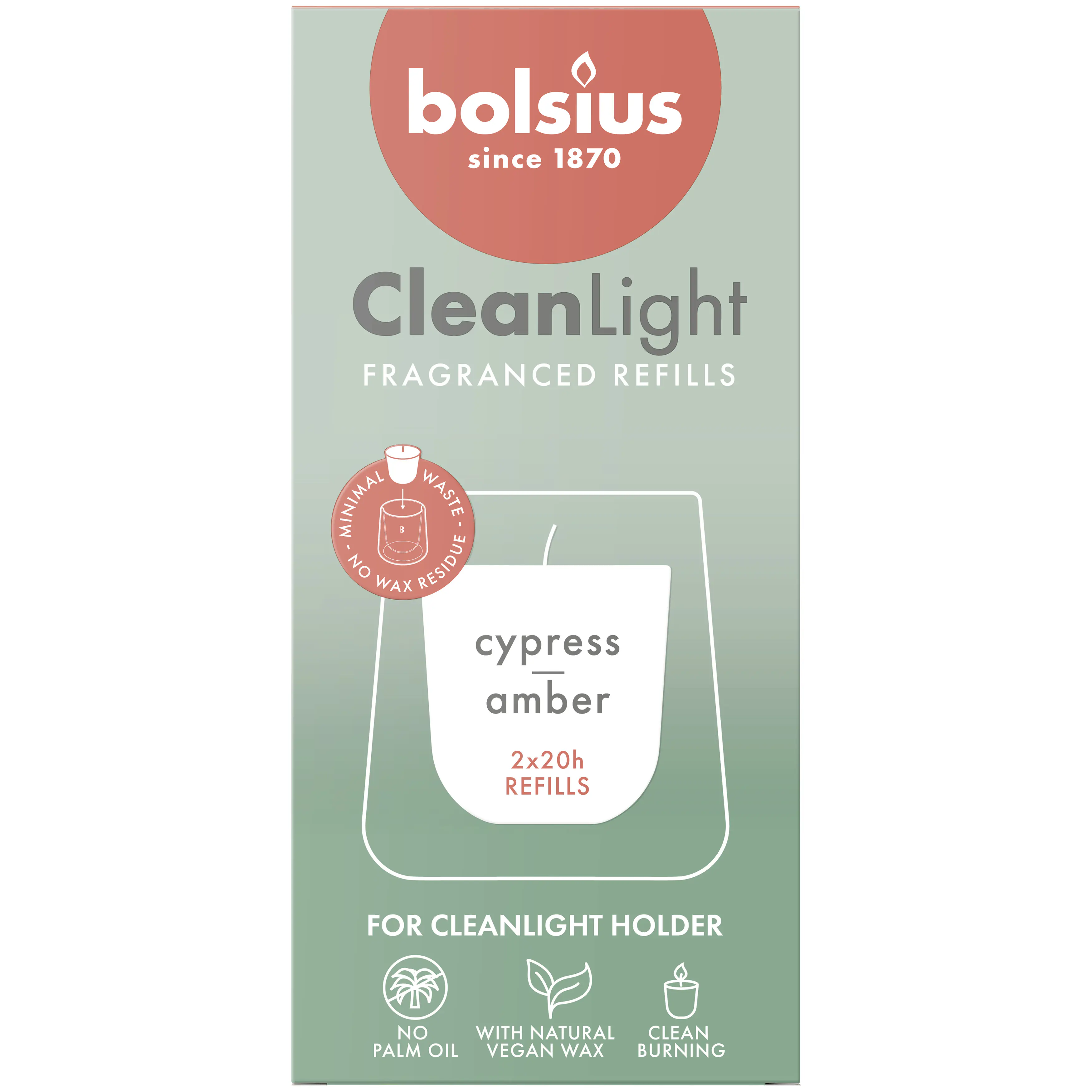 Bolsius Cleanlight Duft-Nachfüller 2er Pack Zypresse & Bernstein