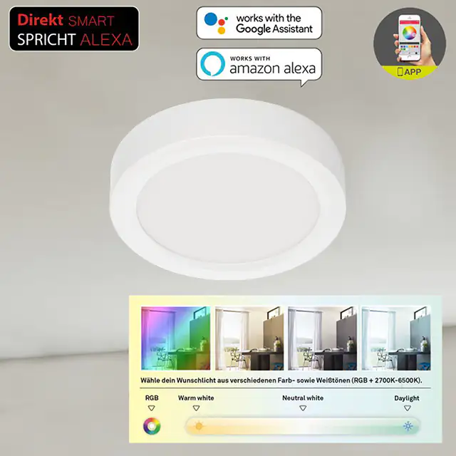 Telefunken LED Aufbauleuchte Direkt Smart WiFi weiß