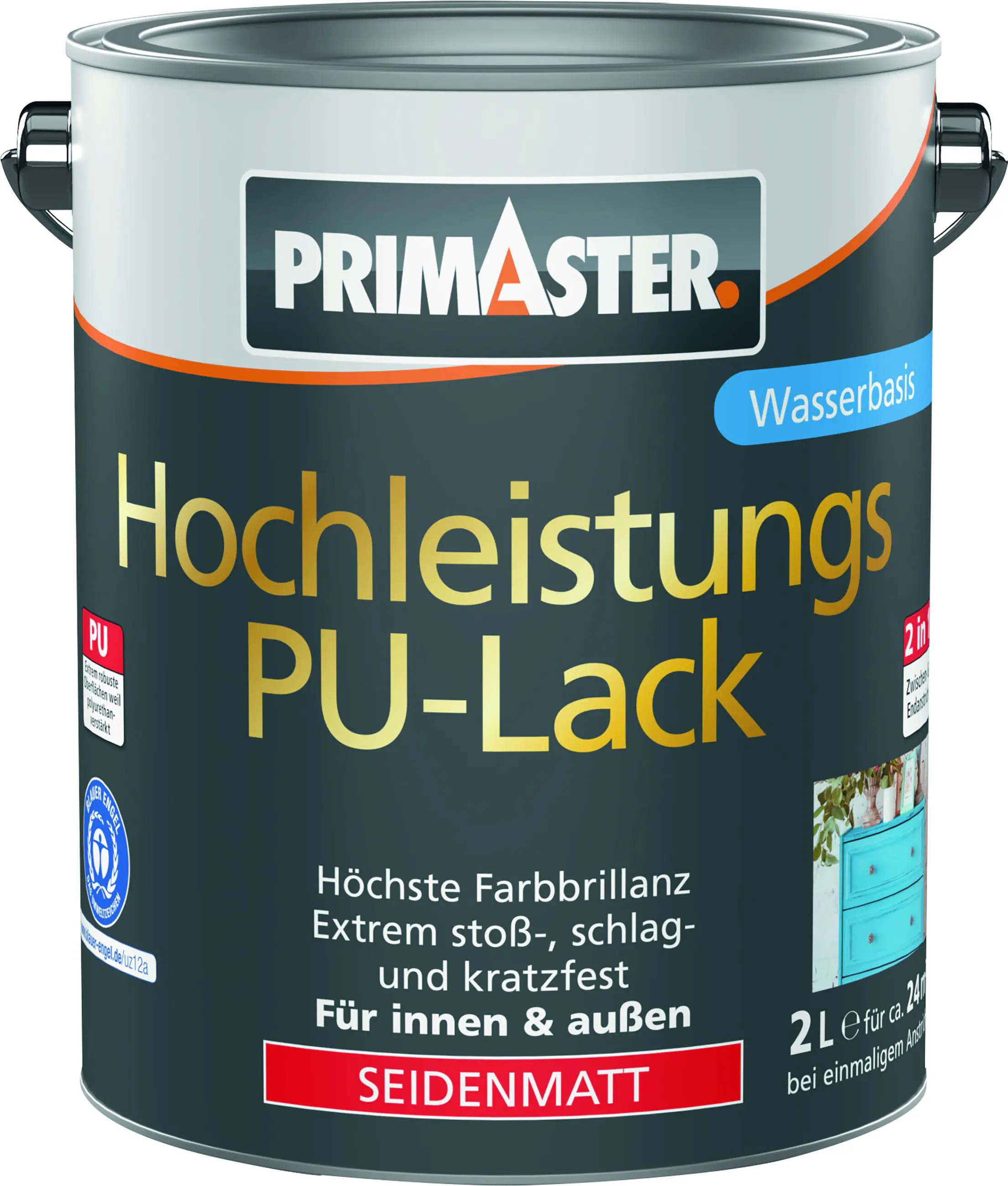 Primaster Hochleistungs PU-Lack cremeweiß seidenmatt 2 L