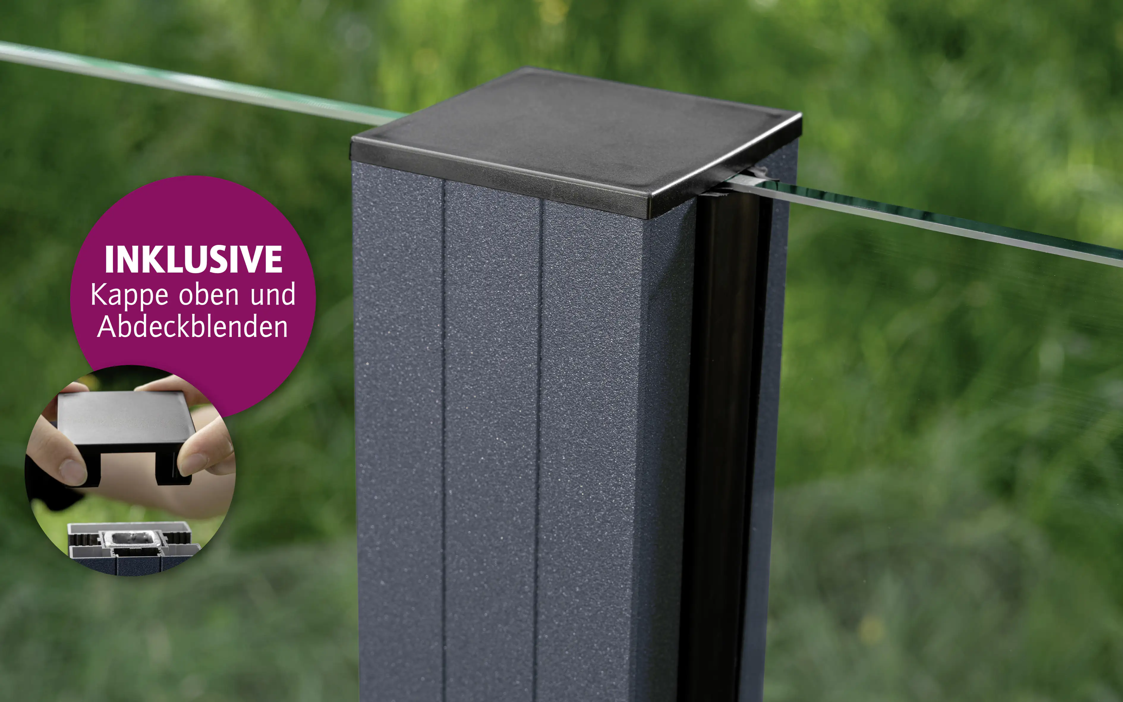 Ambiente Aluminium-Pfosten 127 cm, 68 x 68 mm, Anthrazit Struktur 7016 Ambiente Aluminium-Pfosten 127 cm, 68 x 68 mm, Anthrazit Struktur 7016