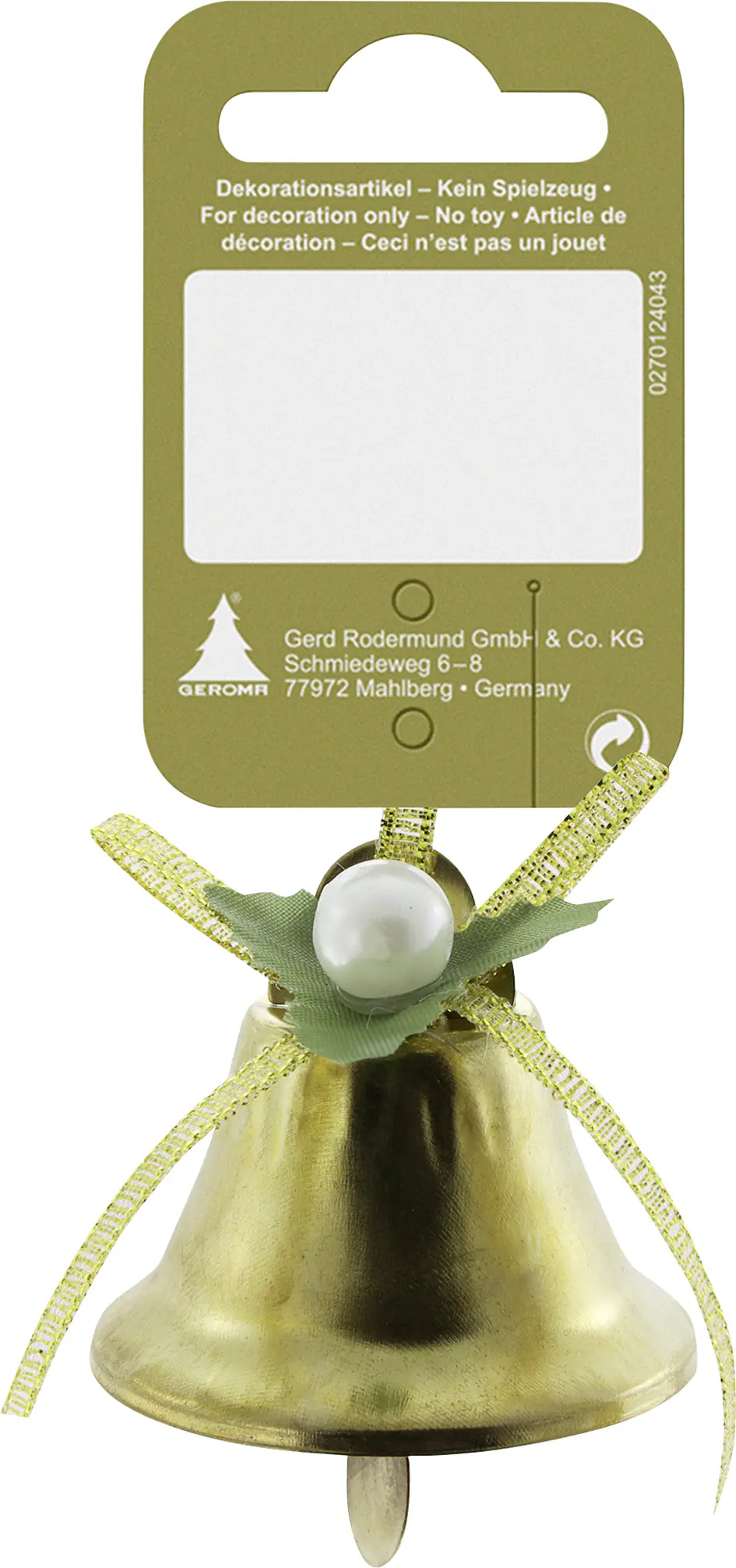 Dekoanhänger Metallglöckchen mit Dekor 4 cm gold 