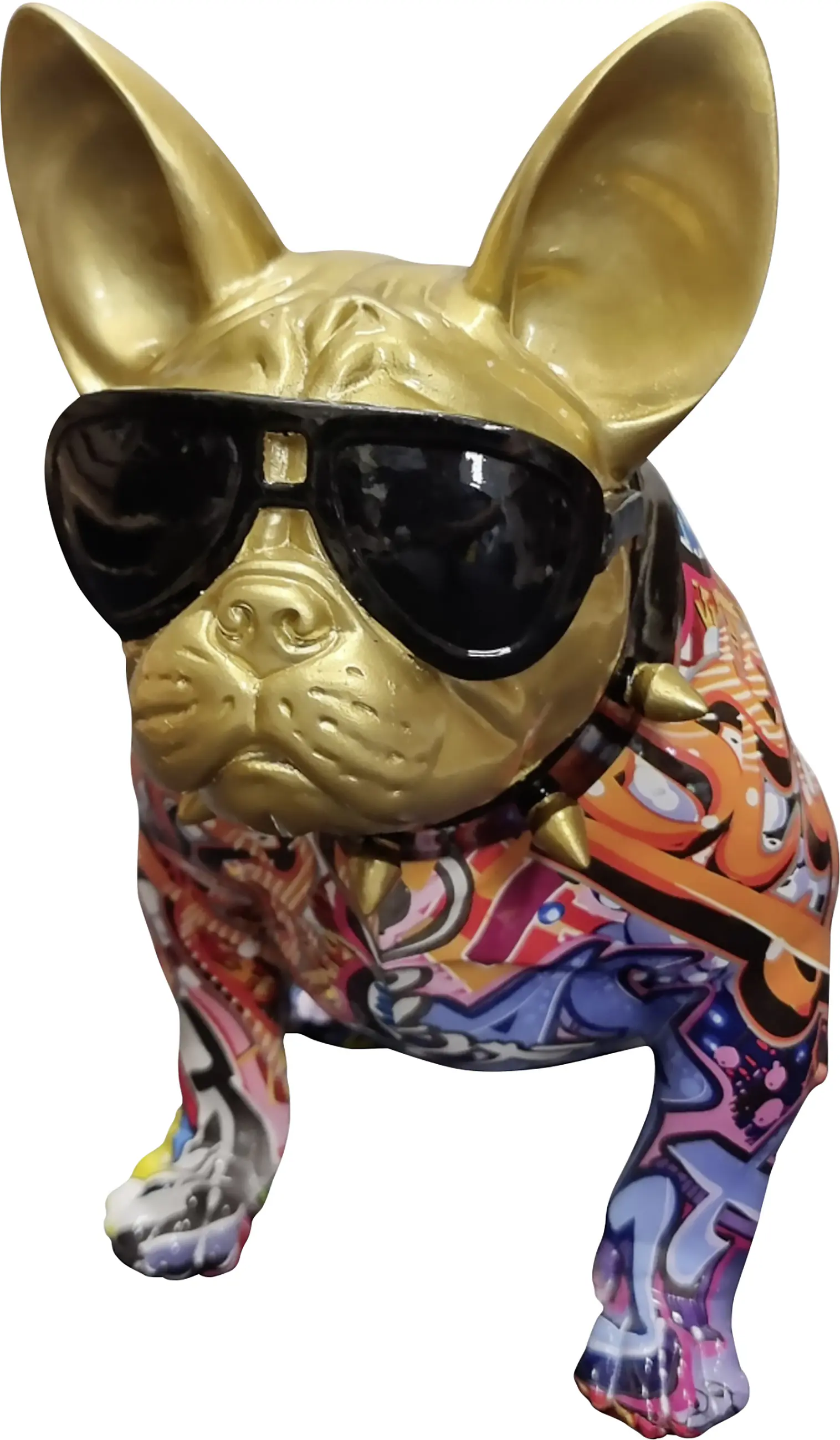 Dekofigur Bulldogge mit Brille 46 cm bunt