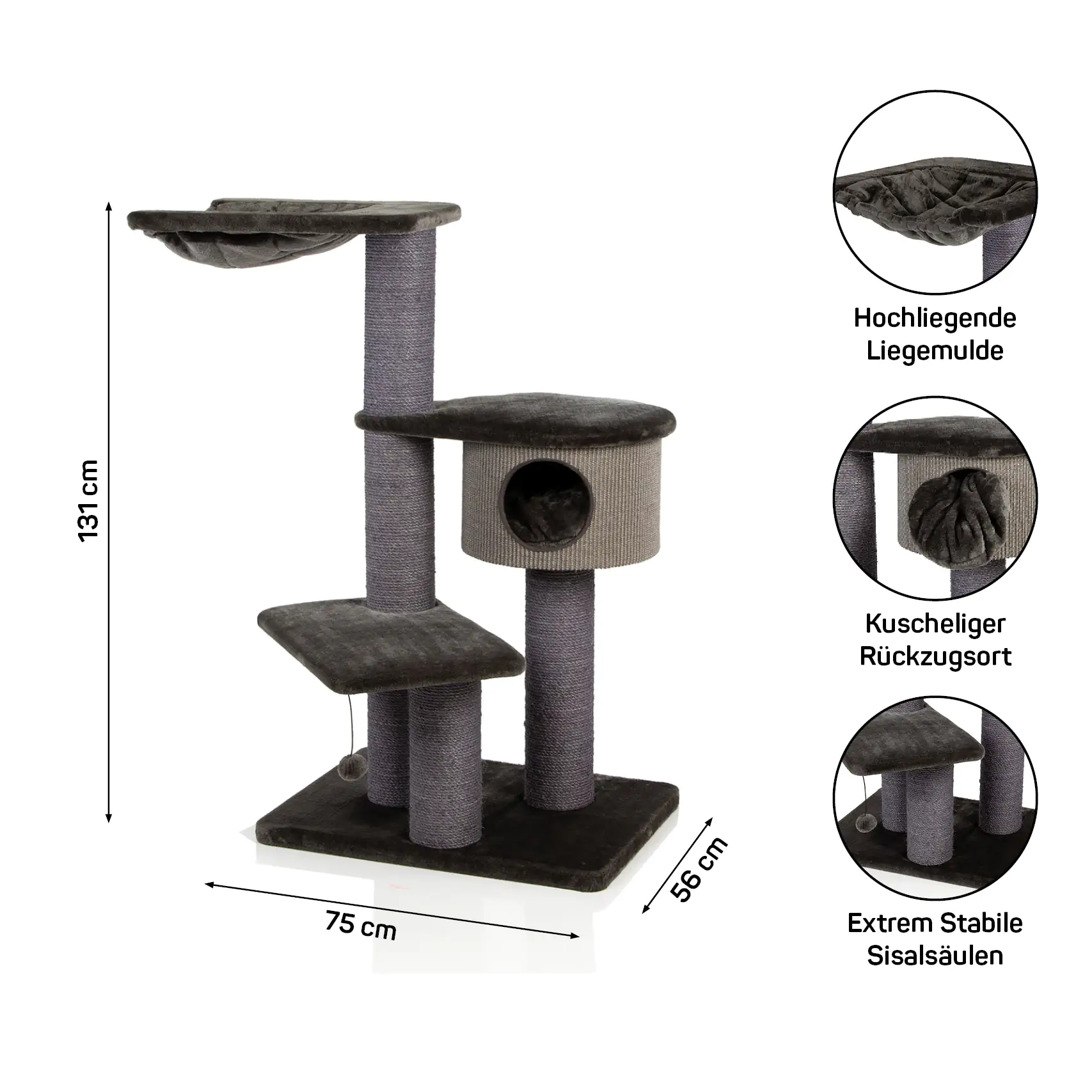 4038374116016_2 CanadianCat Kratzbaum Coony 130 H 131 cm grau