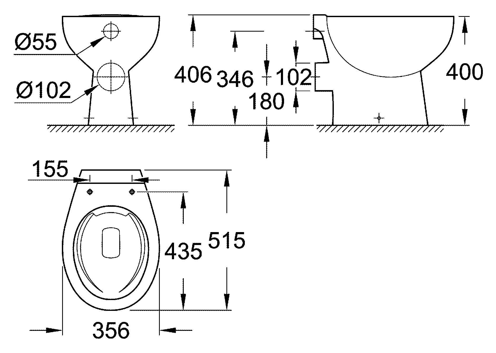 Grohe Bau Keramik Stand-Tiefspül-WC alpinweiß, inkl. Befestigungsset