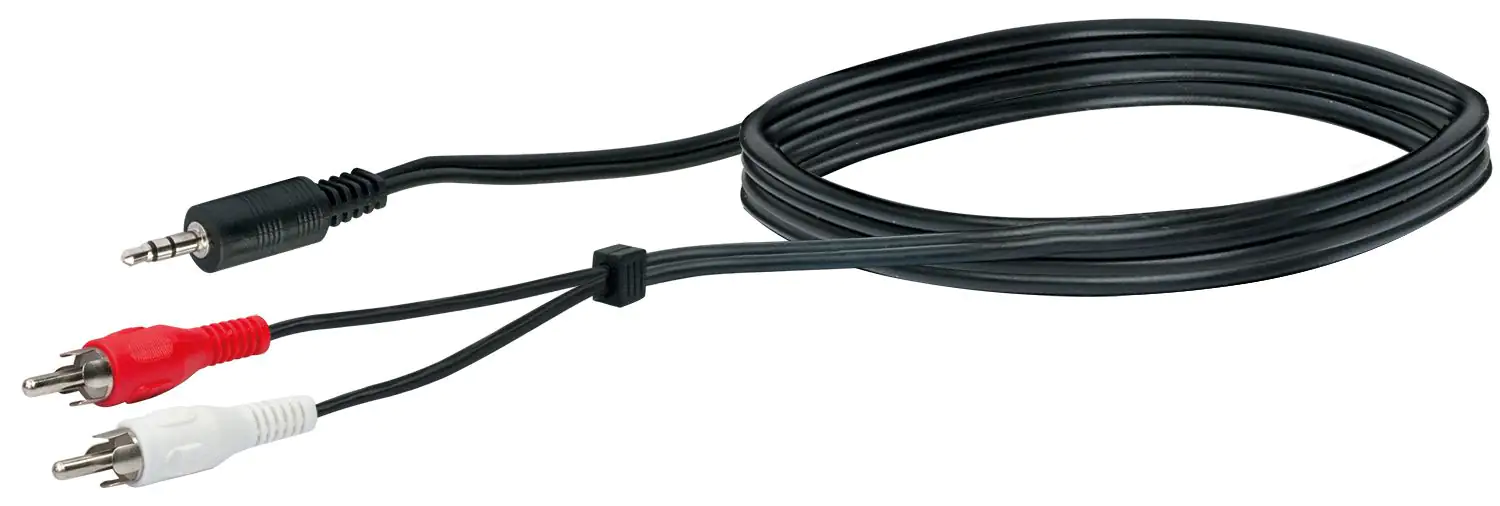 Schwaiger Audio Adapter Kabel TFS1015 533 Klinke Cinch schwarz, 1,5m, 1x 3,5mm Klinken Stecker / 2x