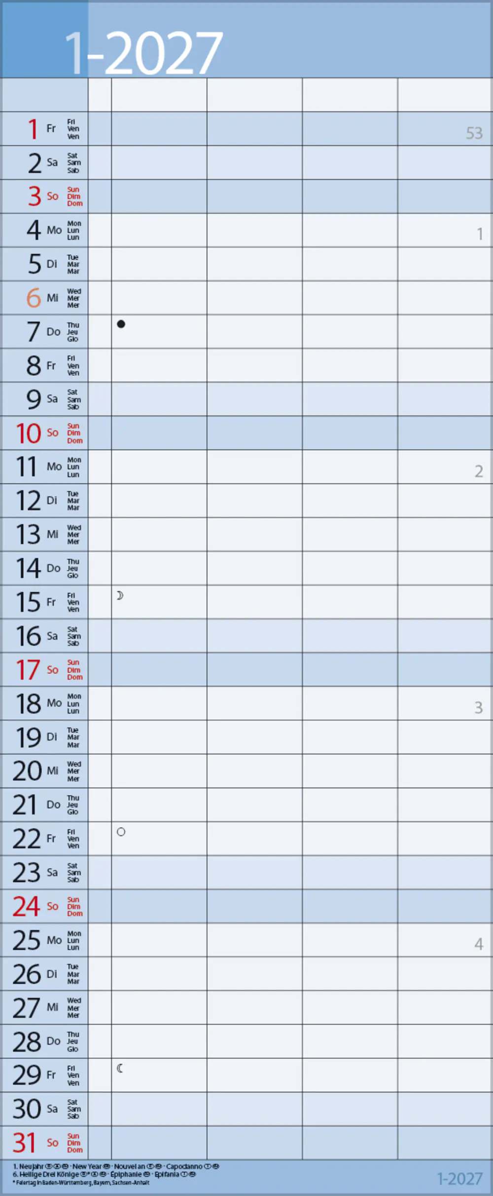 Korsch Kalender Family Timer Lifestyle 2027 