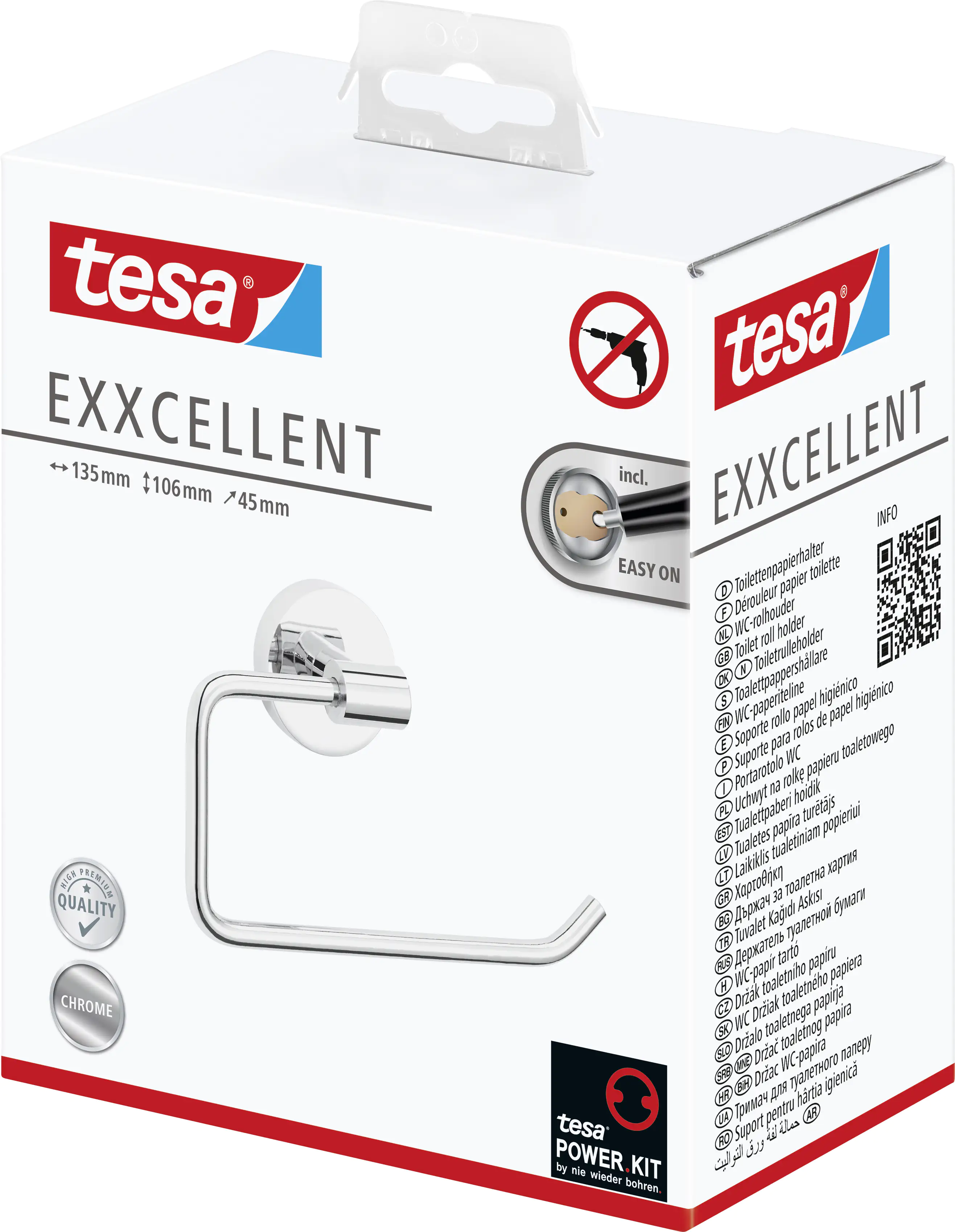 tesa Papierrollenhalter Exxcellent Metall, chrom, Soft Close-Funktion tesa Papierrollenhalter Exxcellent Metall, chrom, Soft Close-Funktion
