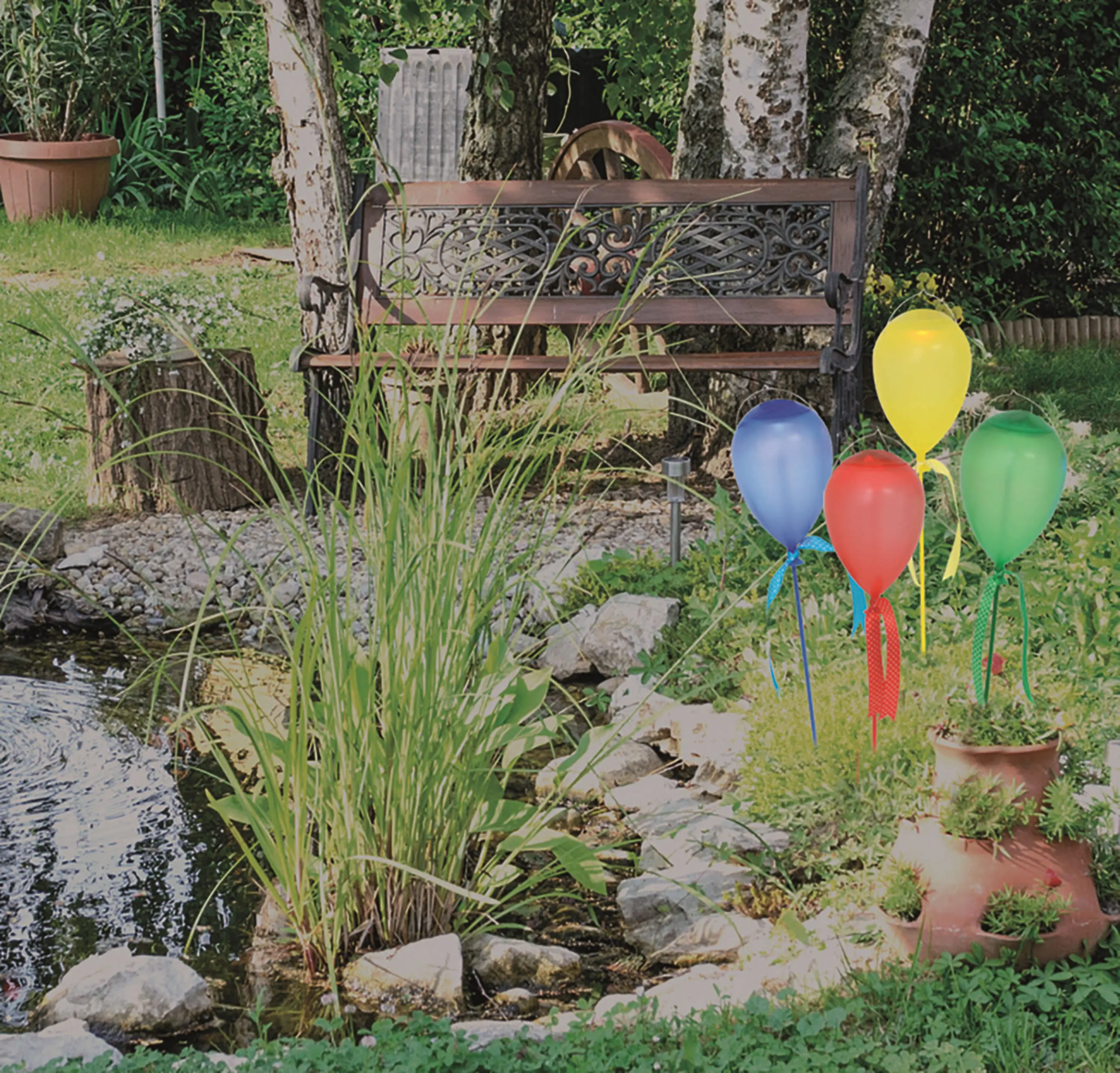 Light & More LED Solar-Ballons bunt 12 cm 4 Stück