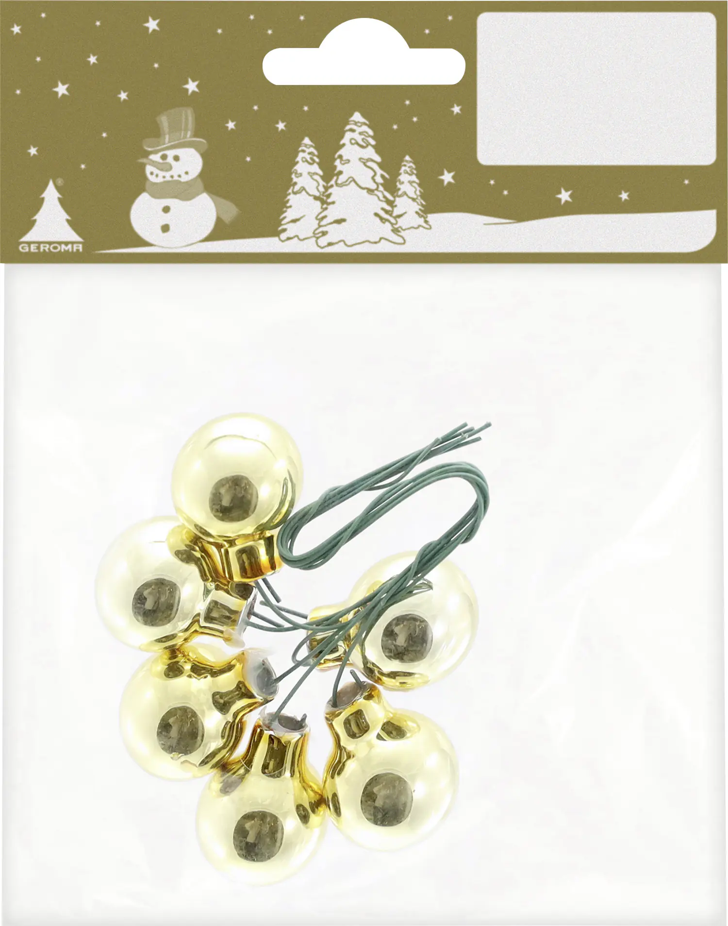 Weihnachtskugeln auf Draht aus Glas Ø 2 cm gold 6 Stück