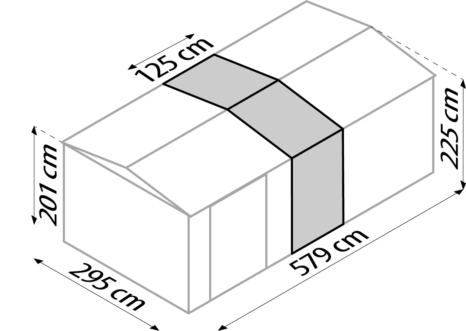 Globel Erweiterungsmodul Metallgerätehaus Worker 125 x 308 x 225 cm anth.