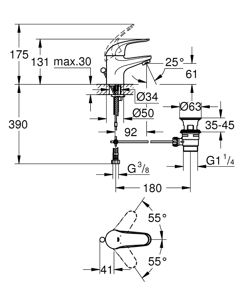 Grohe Waschtischarmatur Swift verchromt