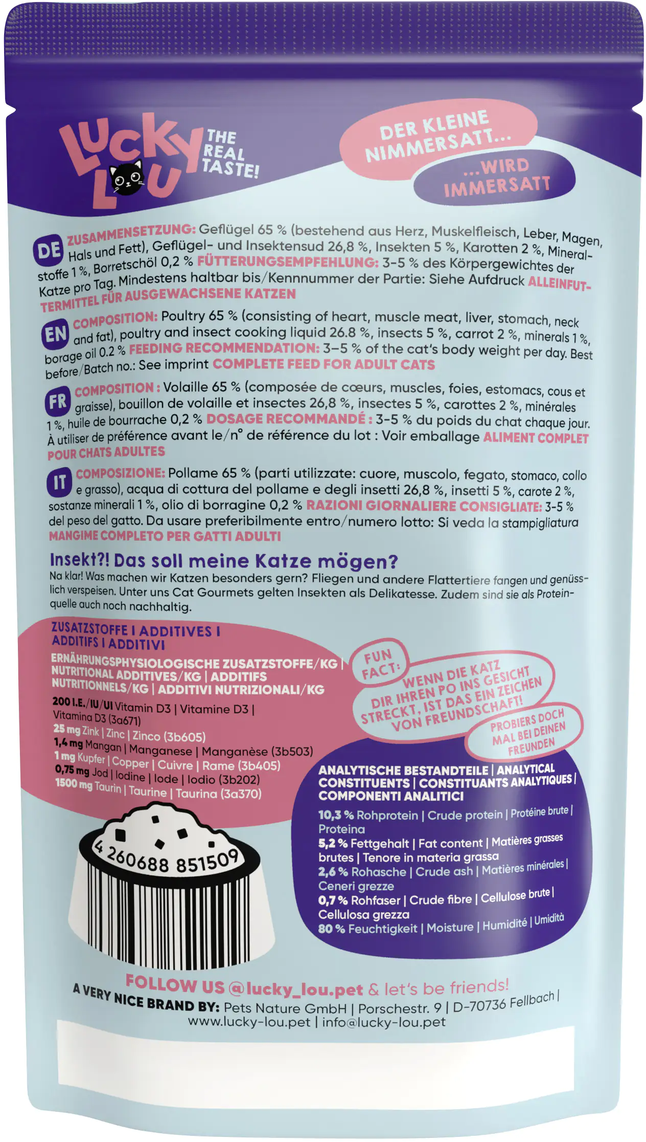 Lucky Lou Lifestage Adult Geflügel und Insekten 125g Lucky Lou Lifestage Adult Geflügel und Insekten 125g